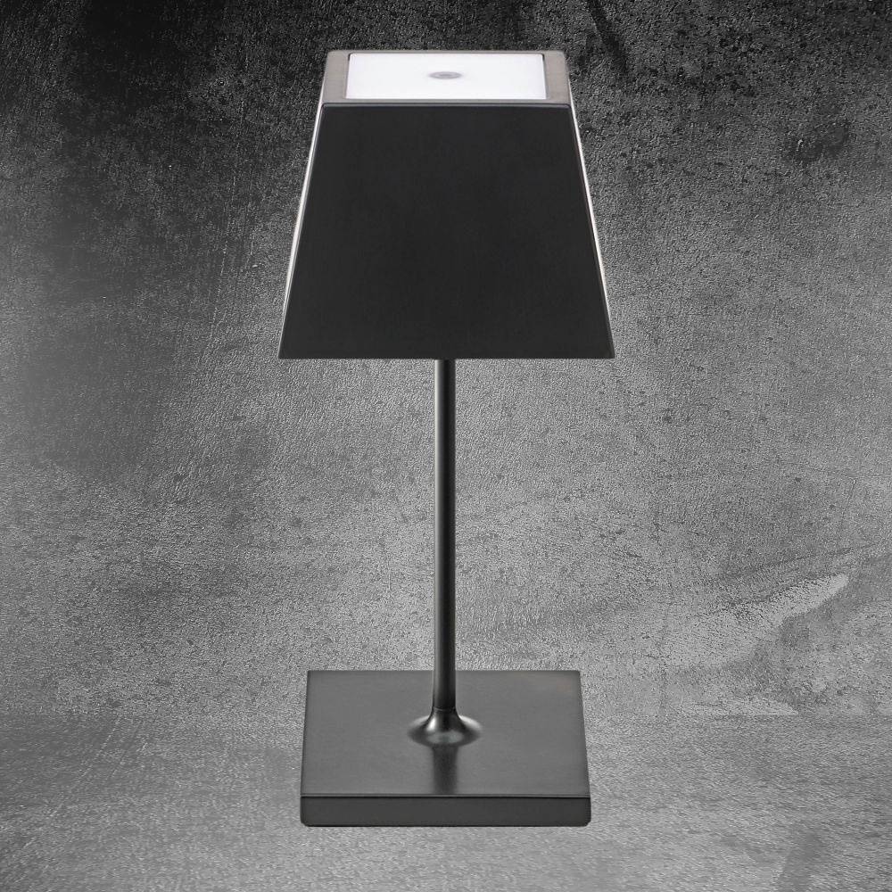LED Akku Tischleuchte Nuidnie Mini aus Aluminiumdruckguss in Nachtschwarz 2,2W 180lm IP54 eckig
