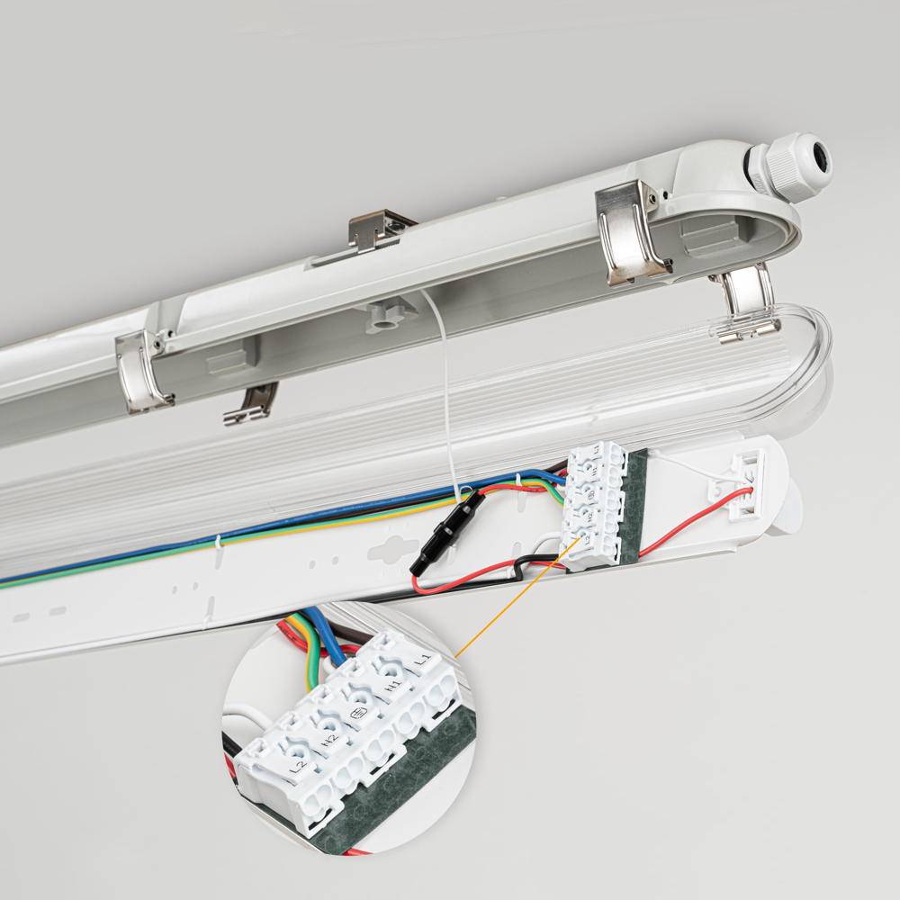 LED Feuchtraum Wannenleuchte Mason in Transparent und Grau 18W 1800lm G13 IP65 1-flammig