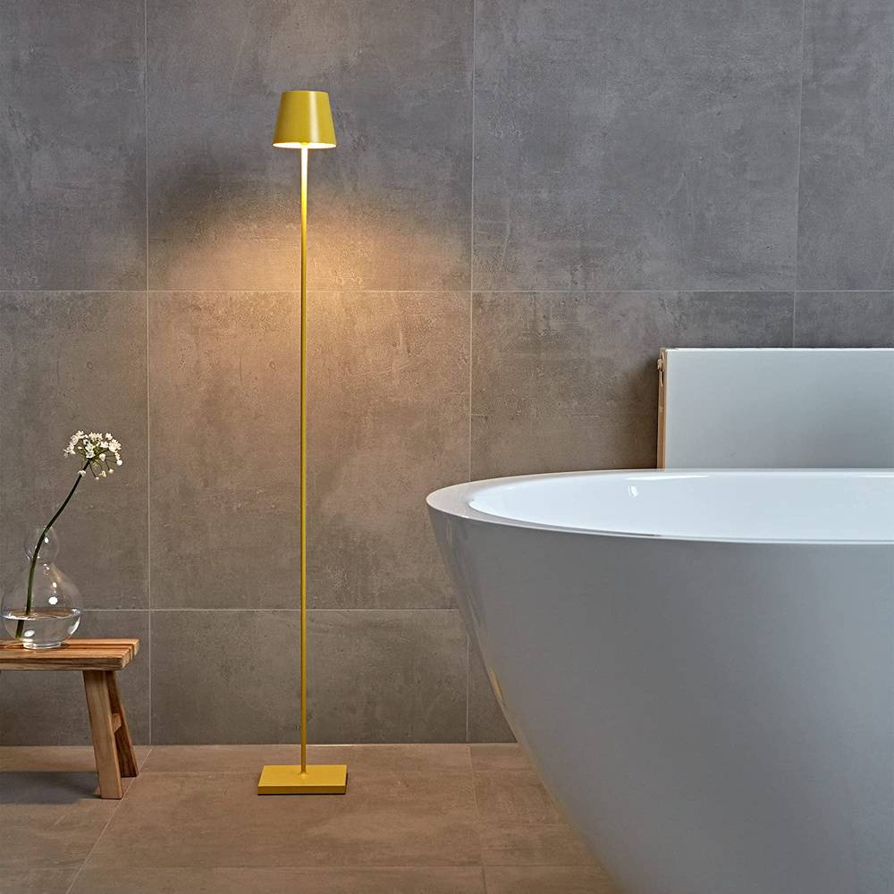 LED Akku Stehleuchte Nuindie aus Aluminiumdruckguss in Gelb IP54