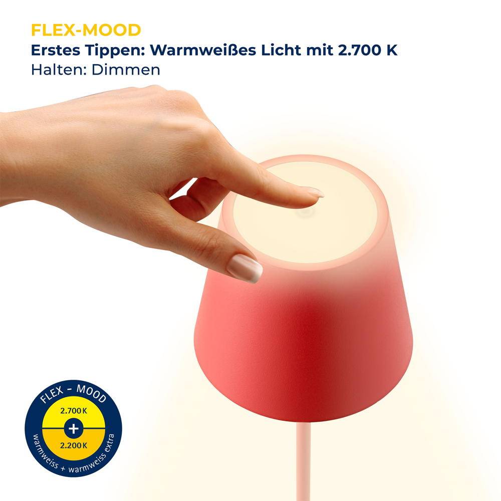 LED-Tischleuchte Nuindie 380m rot rd 2.2W Flex-Mood