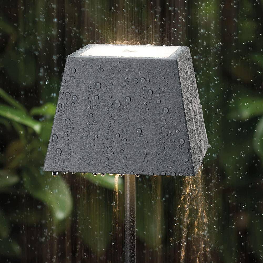 LED Akku-Tischleuchte Nuindie aus Aluminiumdruckguss in Anthrazit IP54 eckig