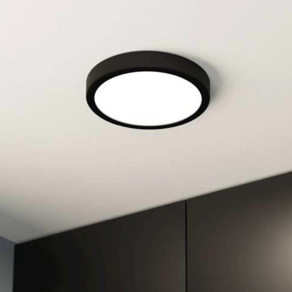LED Deckenleuchte Fueva in Schwarz und Weiß 17W 2000lm IP44 rund
