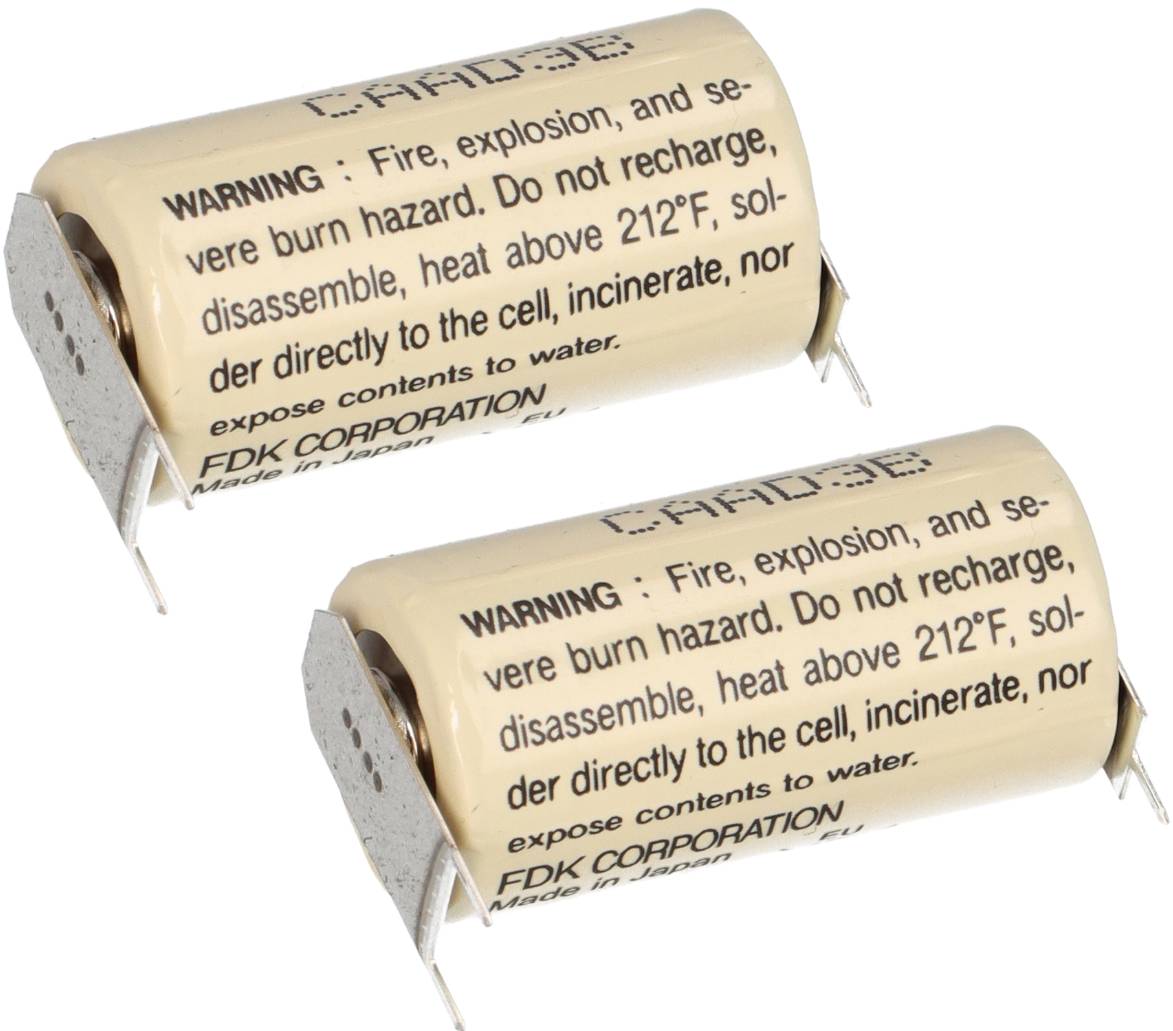 2x FDK CR17335SE 3V 1800mAh 2/3A Lithium Batterie – 3 Printpins ++/-
