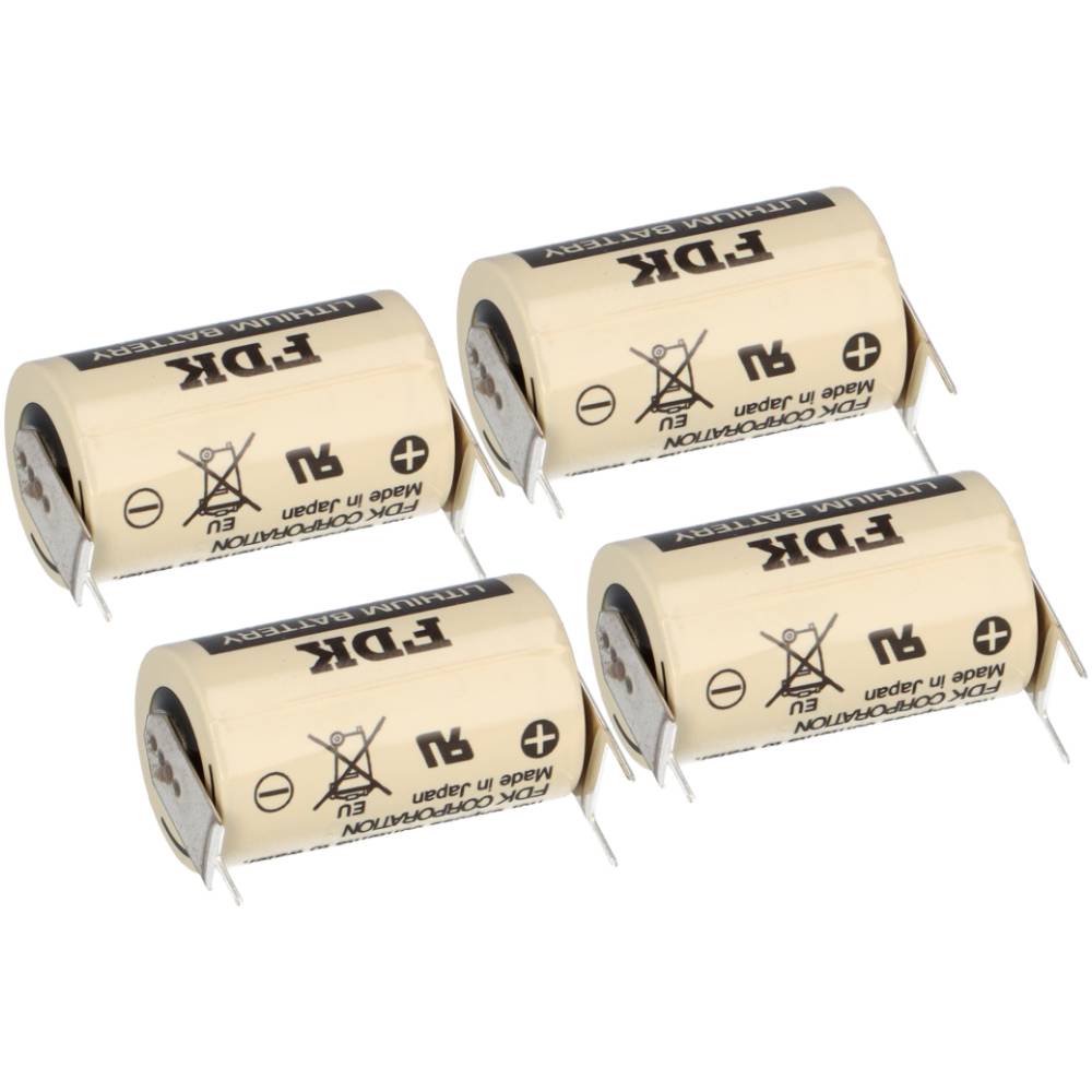 4x FDK CR14250SE-FT1 3V 850mAh 1/2AA Lithium Batterie – 3 Printpins ++/-