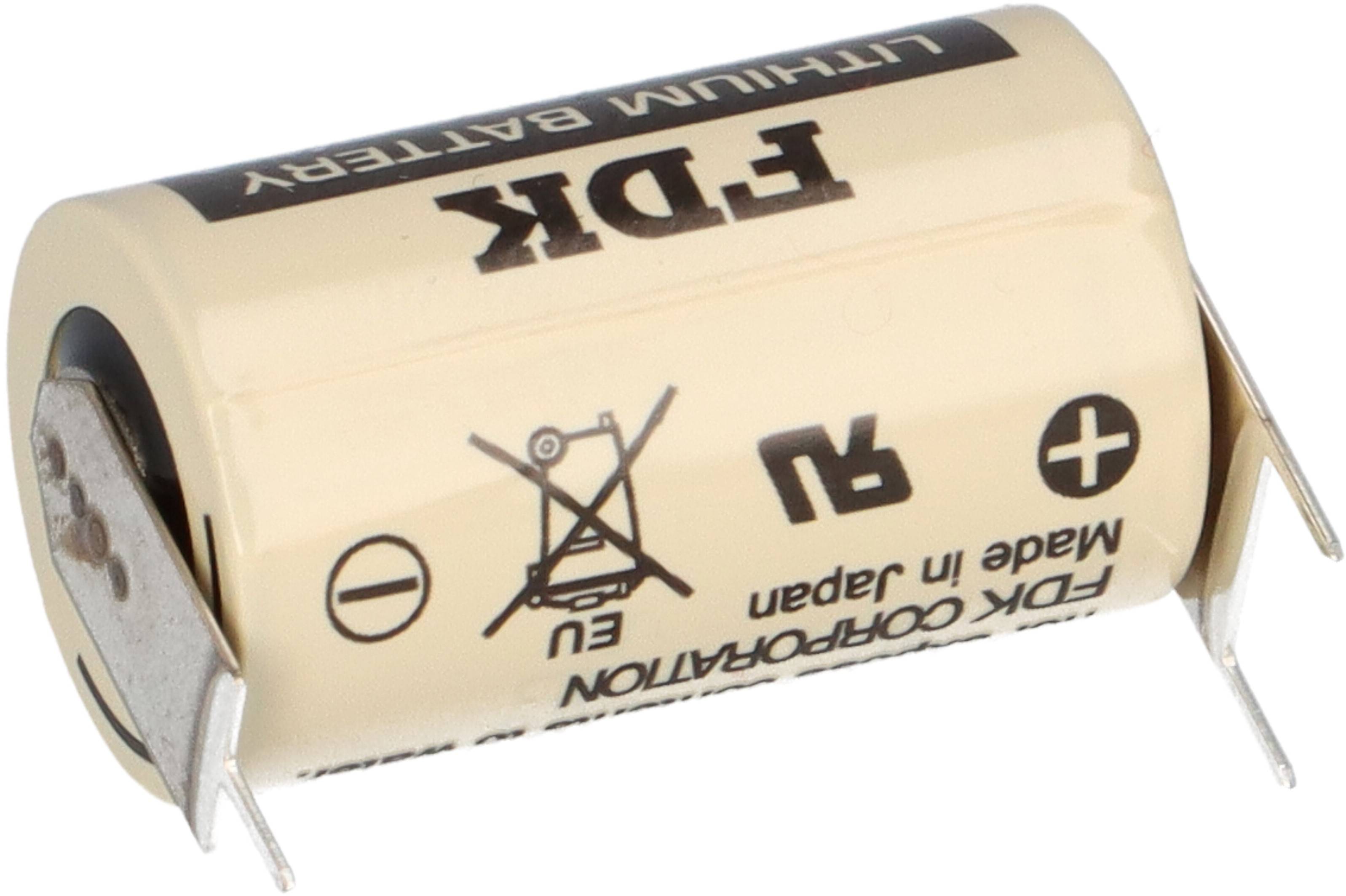 FDK CR14250SE-FT1 3V 850mAh 1/2AA Lithium Batterie – 3 Printpins ++/-