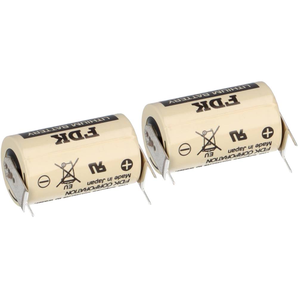 2x FDK CR14250SE-FT1 3V 850mAh 1/2AA Lithium Batterie – 3 Printpins ++/-