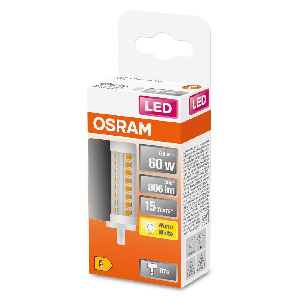 OSRAM 4058075432598 LED EEK E (A - G) R7s Kolbenform 7.3 W = 60 W Warmweiß (Ø x L) 29 mm x 78 mm 1 St.