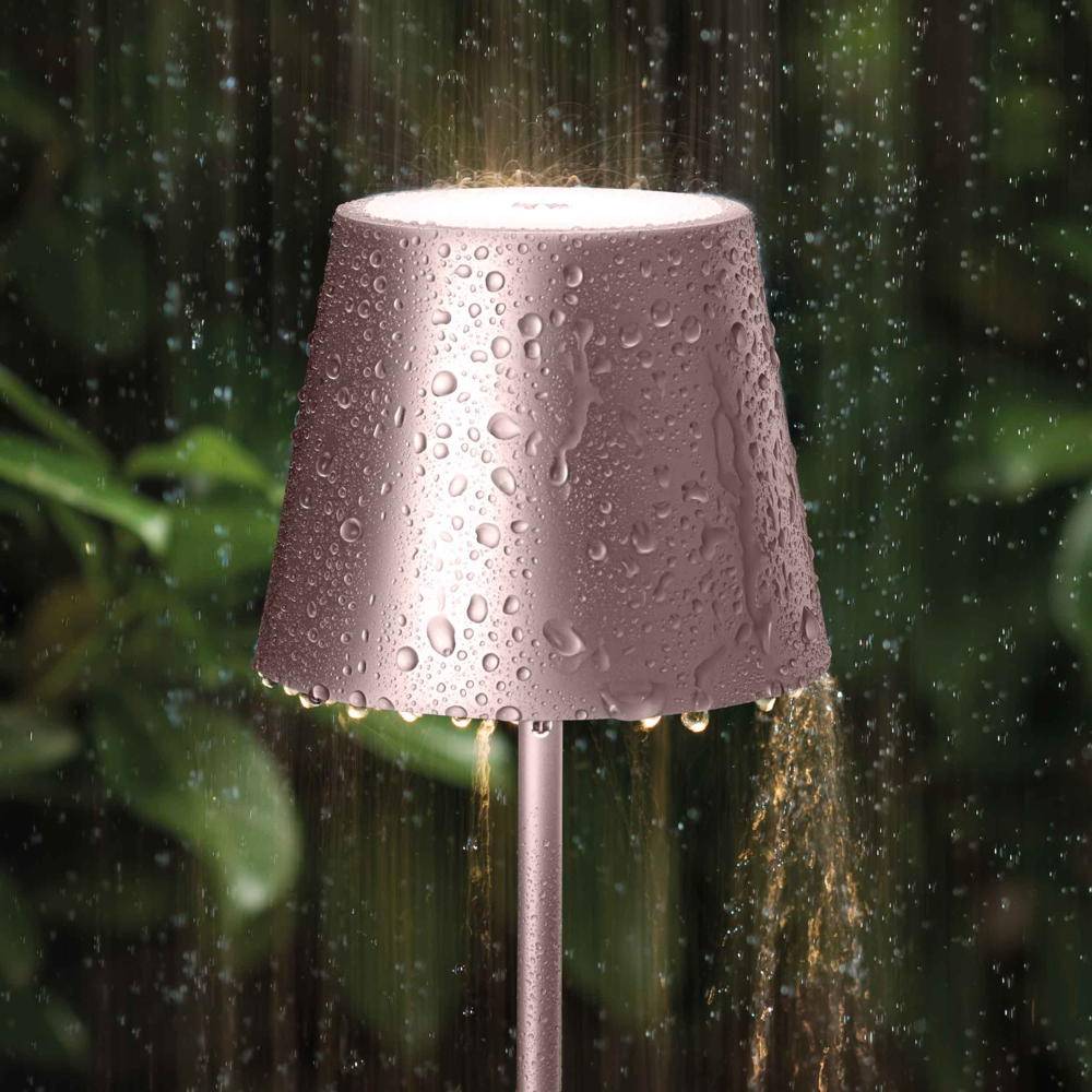 LED Akku-Tischleuchte Nuindie aus Aluminiumdruckguss in Roségold IP54