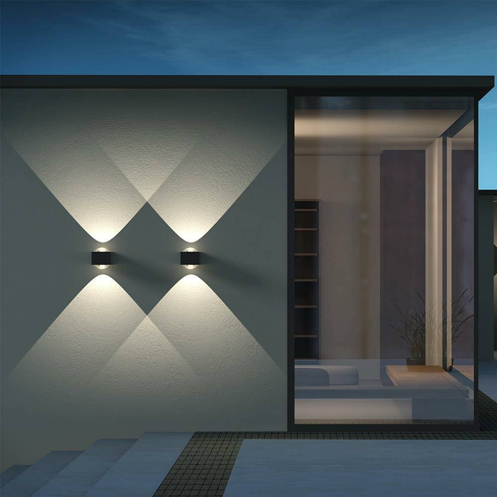 LCD Licht Creativ Design LED-Wandleuchte LB25 2x6.25W 3000K 2x625lm IP65 Alu D graphit