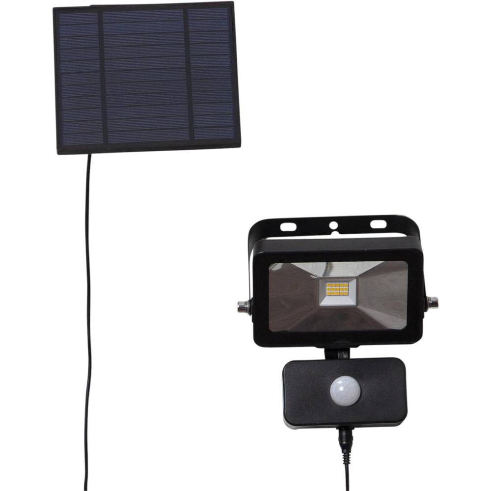 LED Solar Fluter Powerspot in Schwarz 0,4W 800lm IP44 mit Bewegungsmelder und Dämmerungssensor