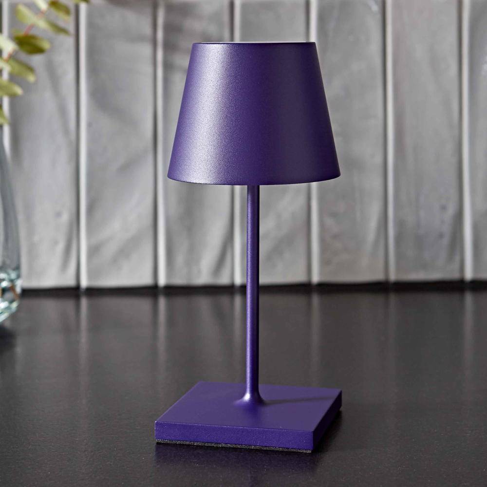 LED Akku-Tischleuchte Nuindie Mini aus Aluminiumdruckguss in Pflaumenblau IP54