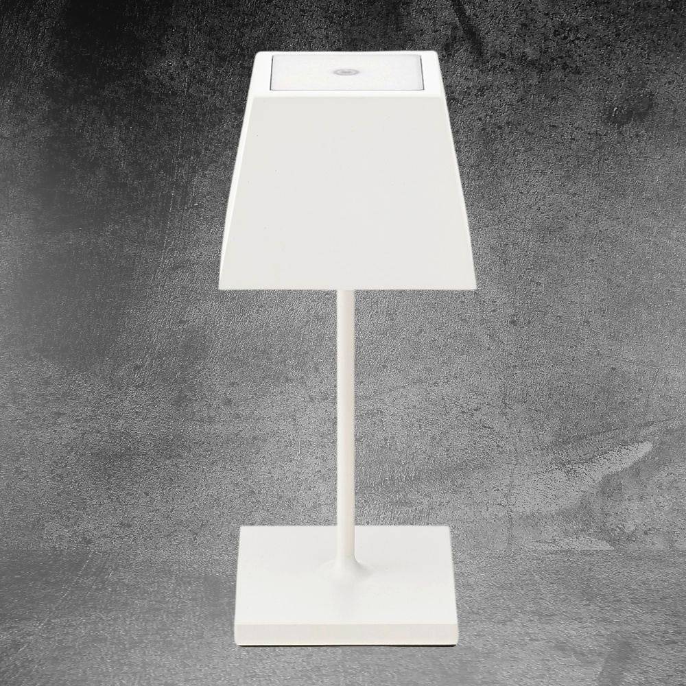 LED Akku Tischleuchte Nuidnie Mini aus Aluminiumdruckguss in Schneeweiß 2,2W 180lm IP54 eckig