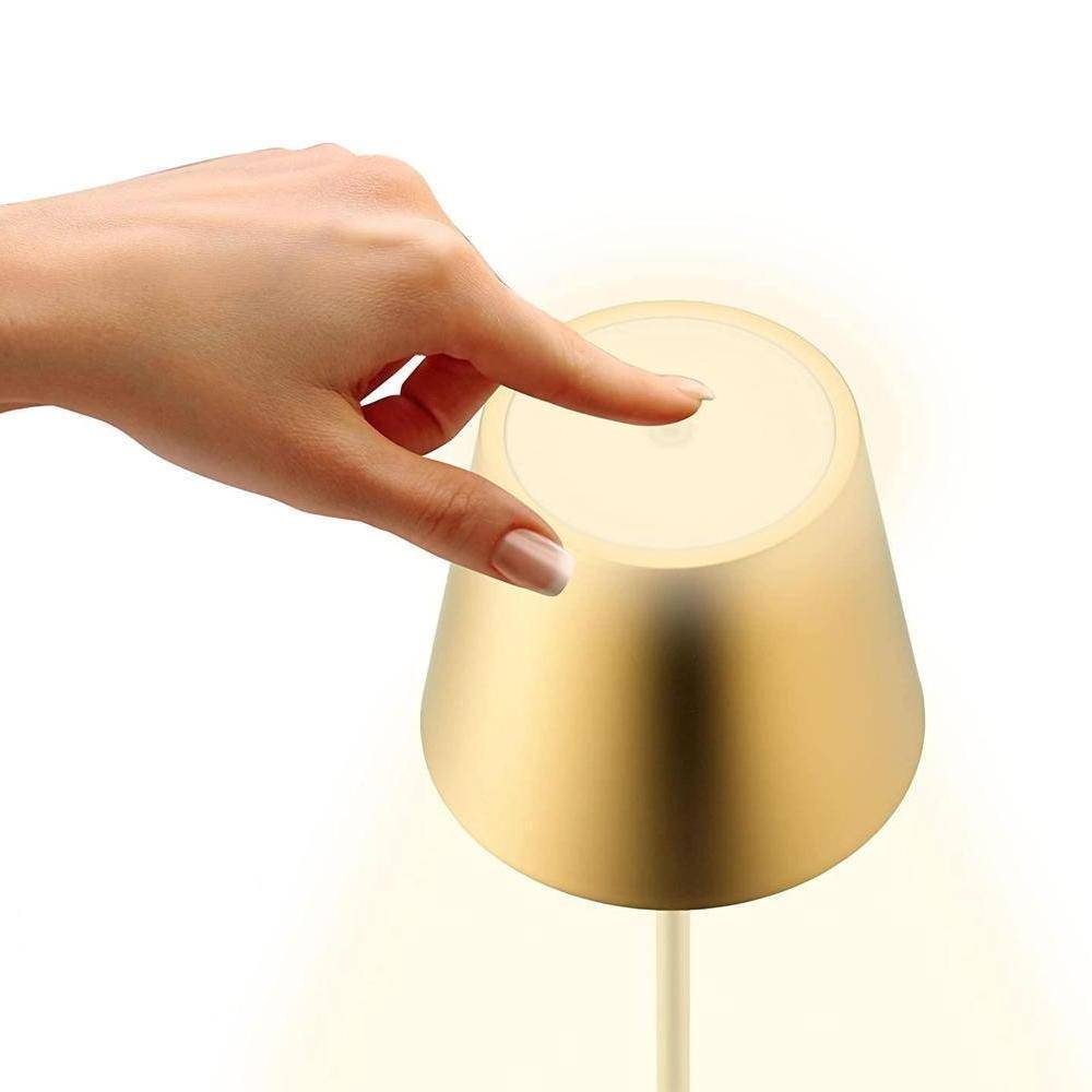 LED Akku-Tischleuchte Nuindie Mini aus Aluminiumdruckguss in Gold IP54