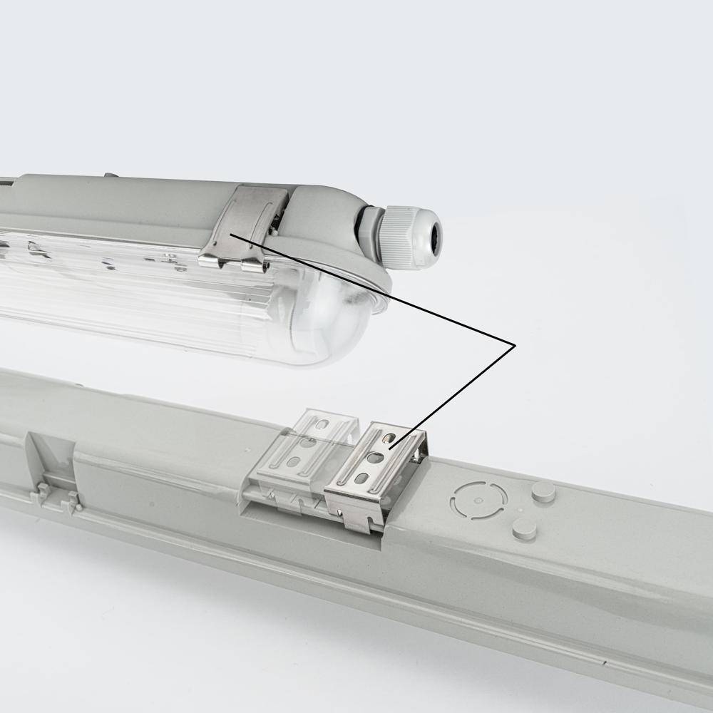 LED Feuchtraum Wannenleuchte Mason in Transparent und Grau 22W 2200lm G13 IP65 1-flammig