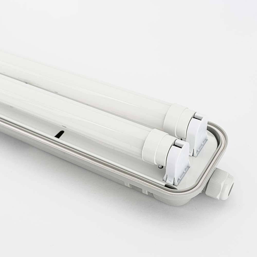 LED Feuchtraum Wannenleuchte Mason in Transparent und Grau 2x 18W 3600lm G13 2-flammig IP65