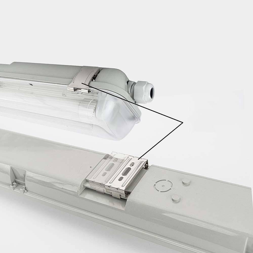 LED Feuchtraum Wannenleuchte Mason in Transparent und Grau 2x 18W 3600lm G13 2-flammig IP65