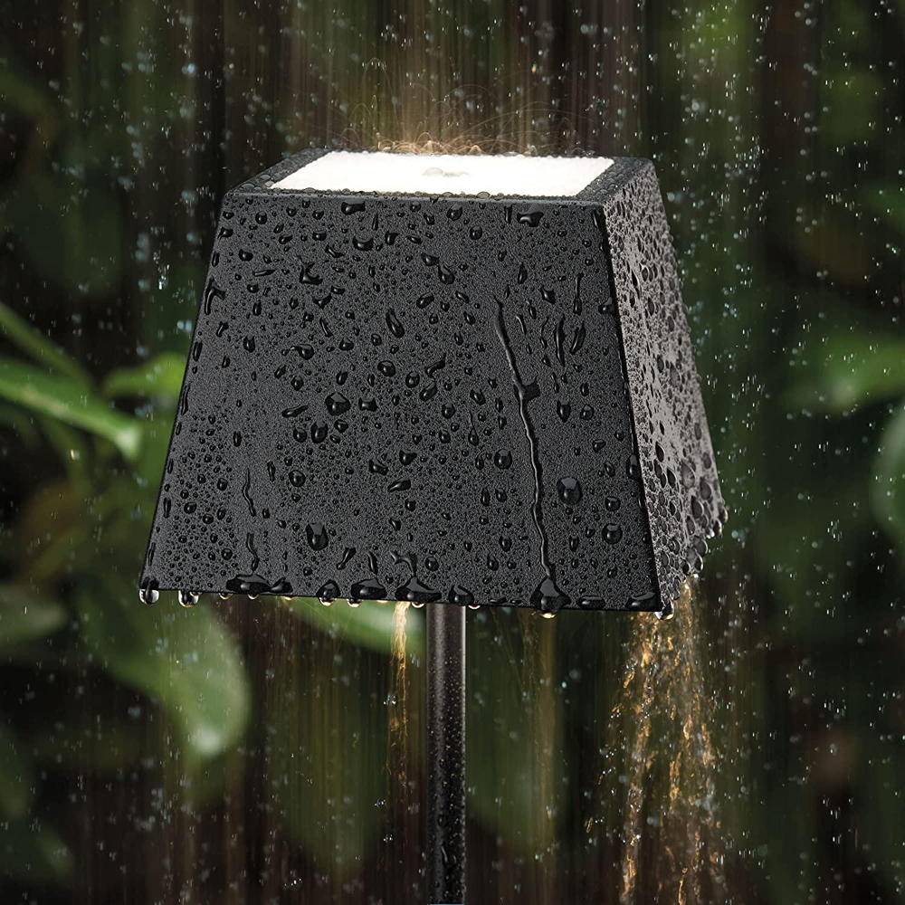 LED Akku-Tischleuchte Nuindie aus Aluminiumdruckguss in Schwarz IP54 eckig