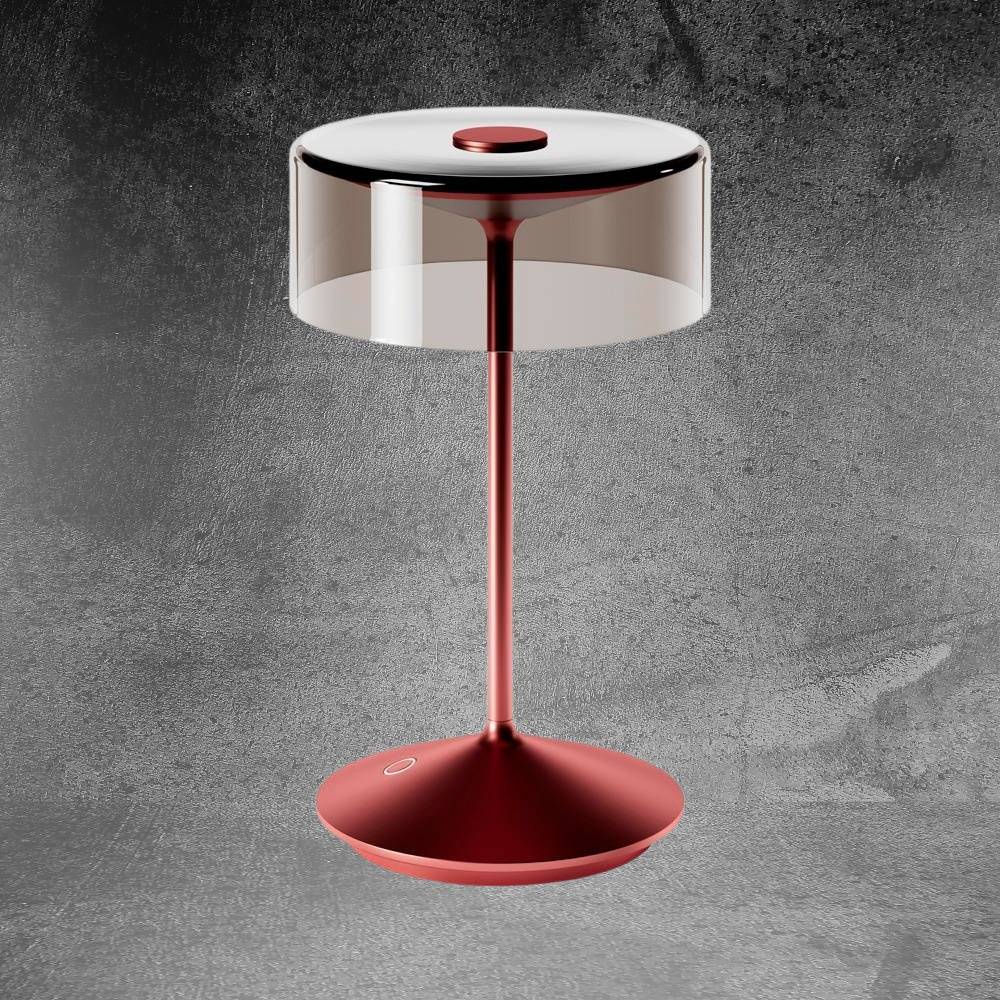 LED Akku Tischleuchte Numotion in Kirschrot und Schwarz-transparent 2,2W 171lm IP54