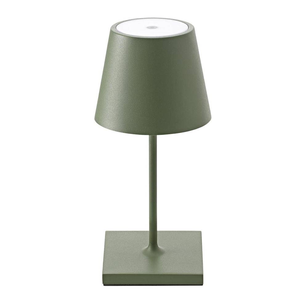 LED Akku-Tischleuchte Nuindie Mini aus Aluminiumdruckguss in Tannengrün IP54