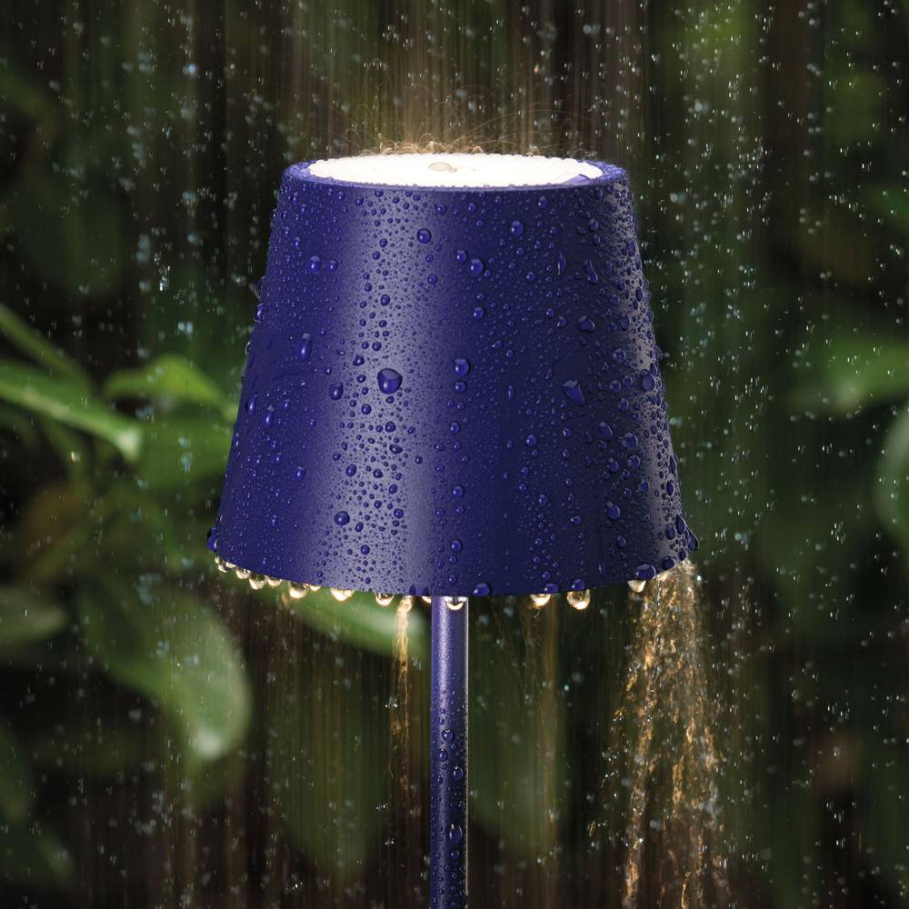 LED Akku-Tischleuchte Nuindie aus Aluminiumdruckguss in Pflaumenblau IP54
