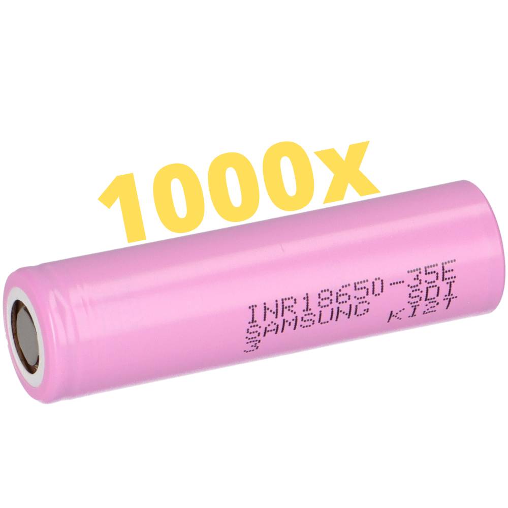 1000× Samsung INR18650-35E – 18650 Li-Ion 3,7 V 3500 mAh (Flat-Top, ungeschützt)