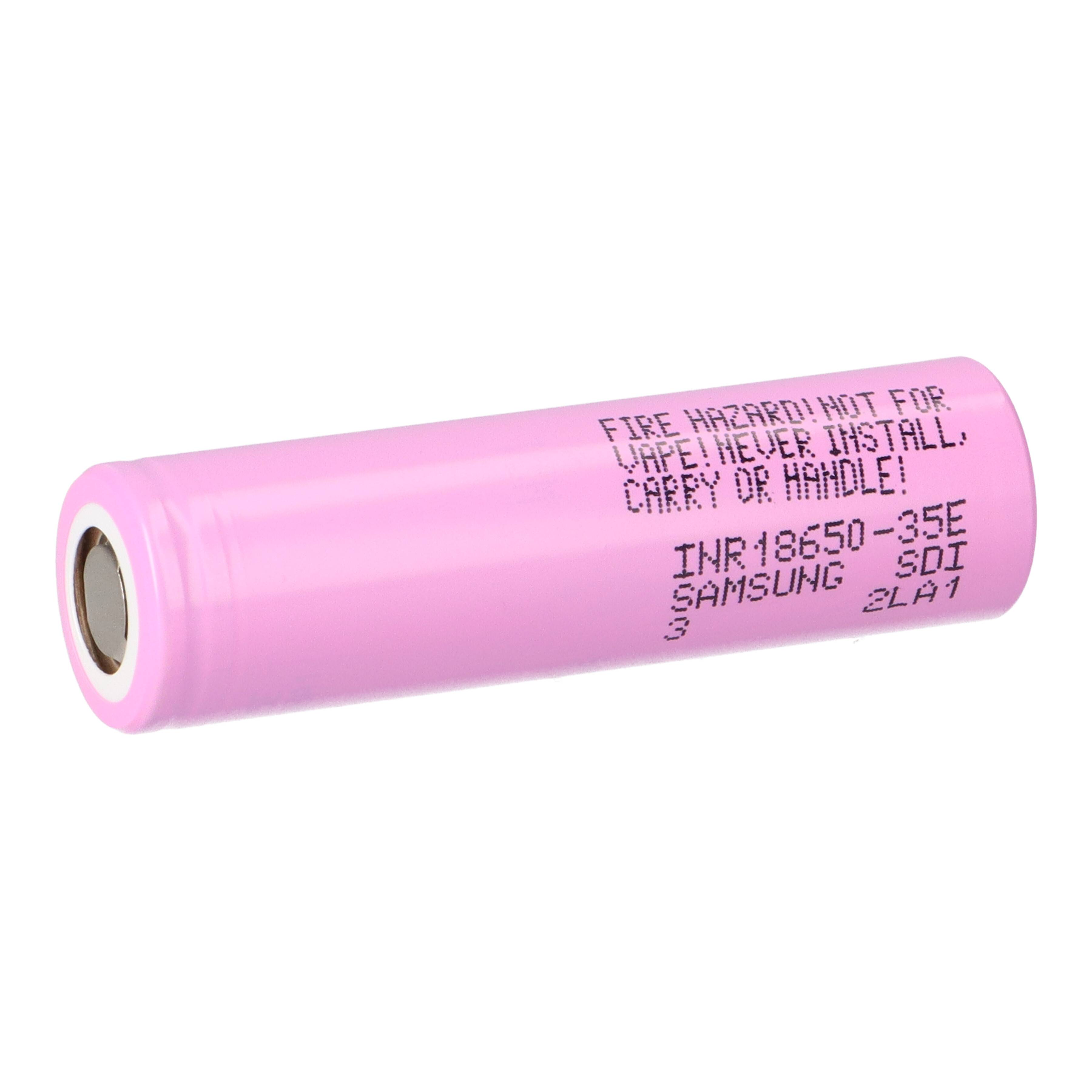 50× Samsung INR18650-35E – 18650 Li-Ion 3,7 V 3500 mAh (Flat-Top, ungeschützt)