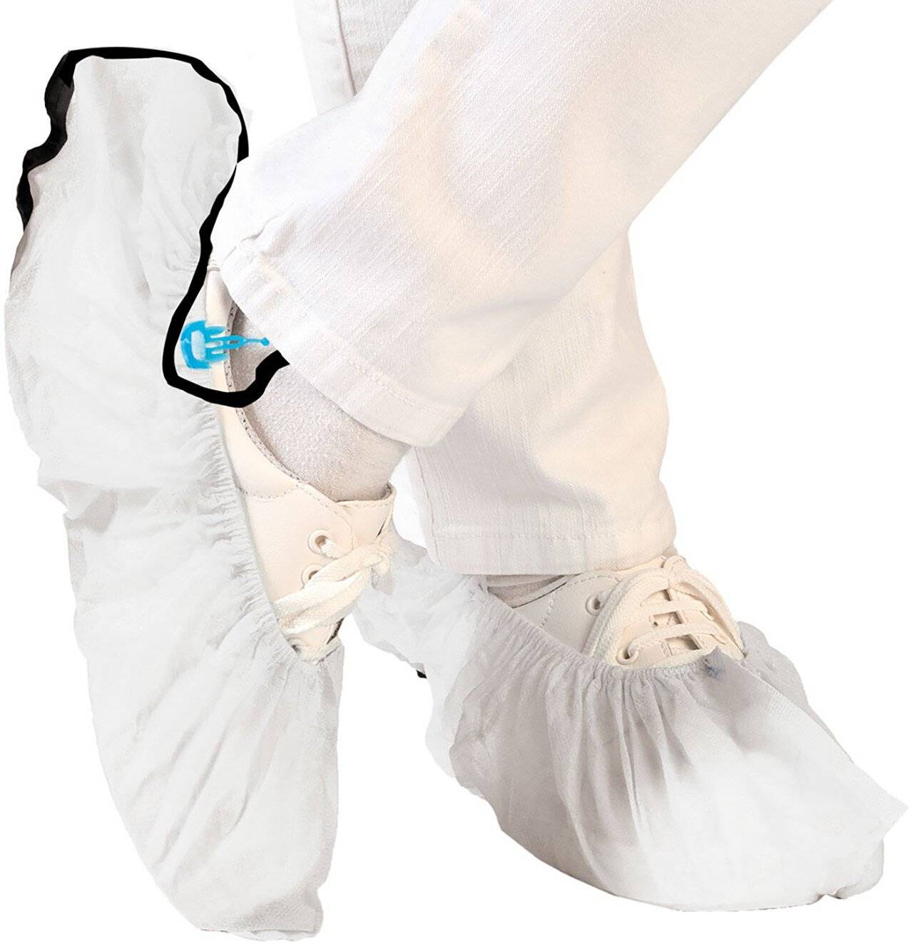 Hygostar Überschuh CPE, ESD Band, weiß, für HYGOMAT, 80 Stück/Pack, 44cm