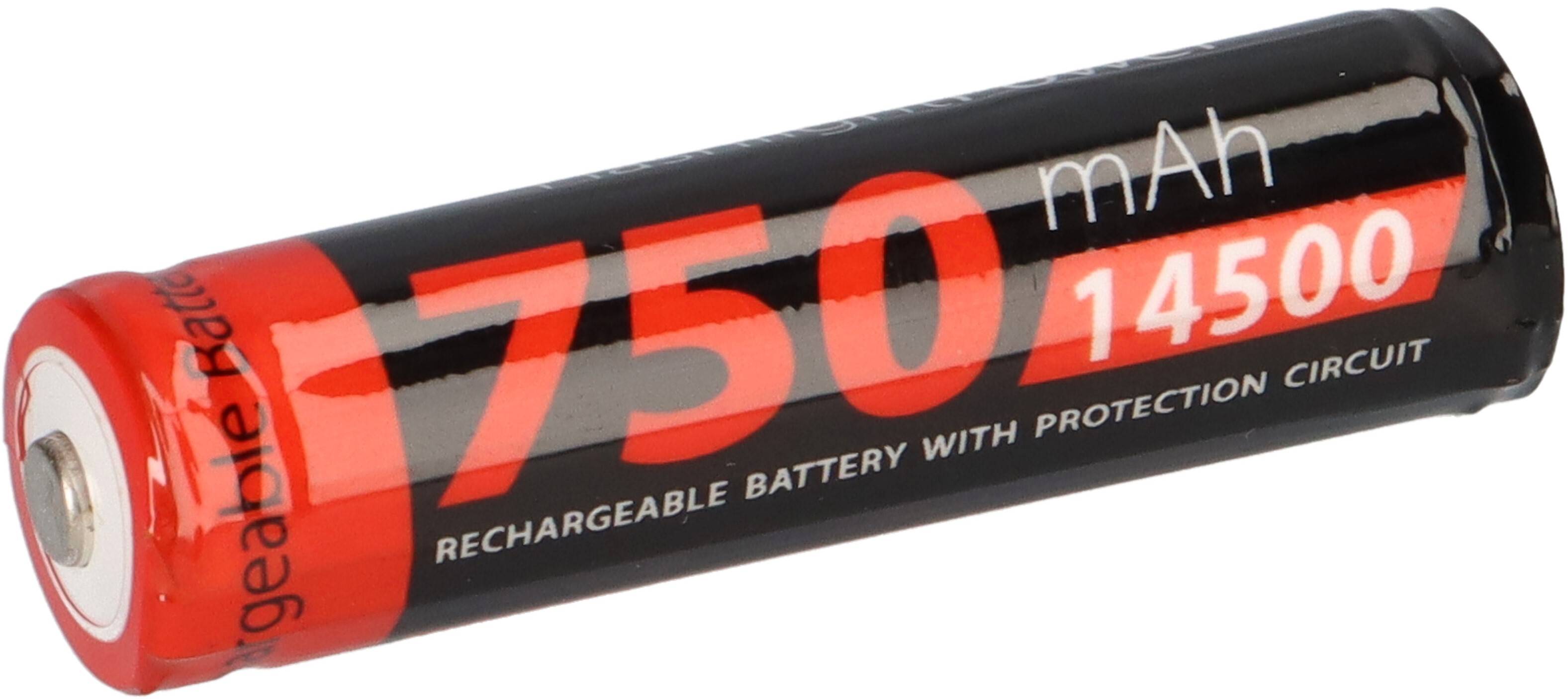 XCell Li-Ion 3,7V / 750mAh AA Mignon Akku PCB Schutzbeschaltung für LED Taschenlampen