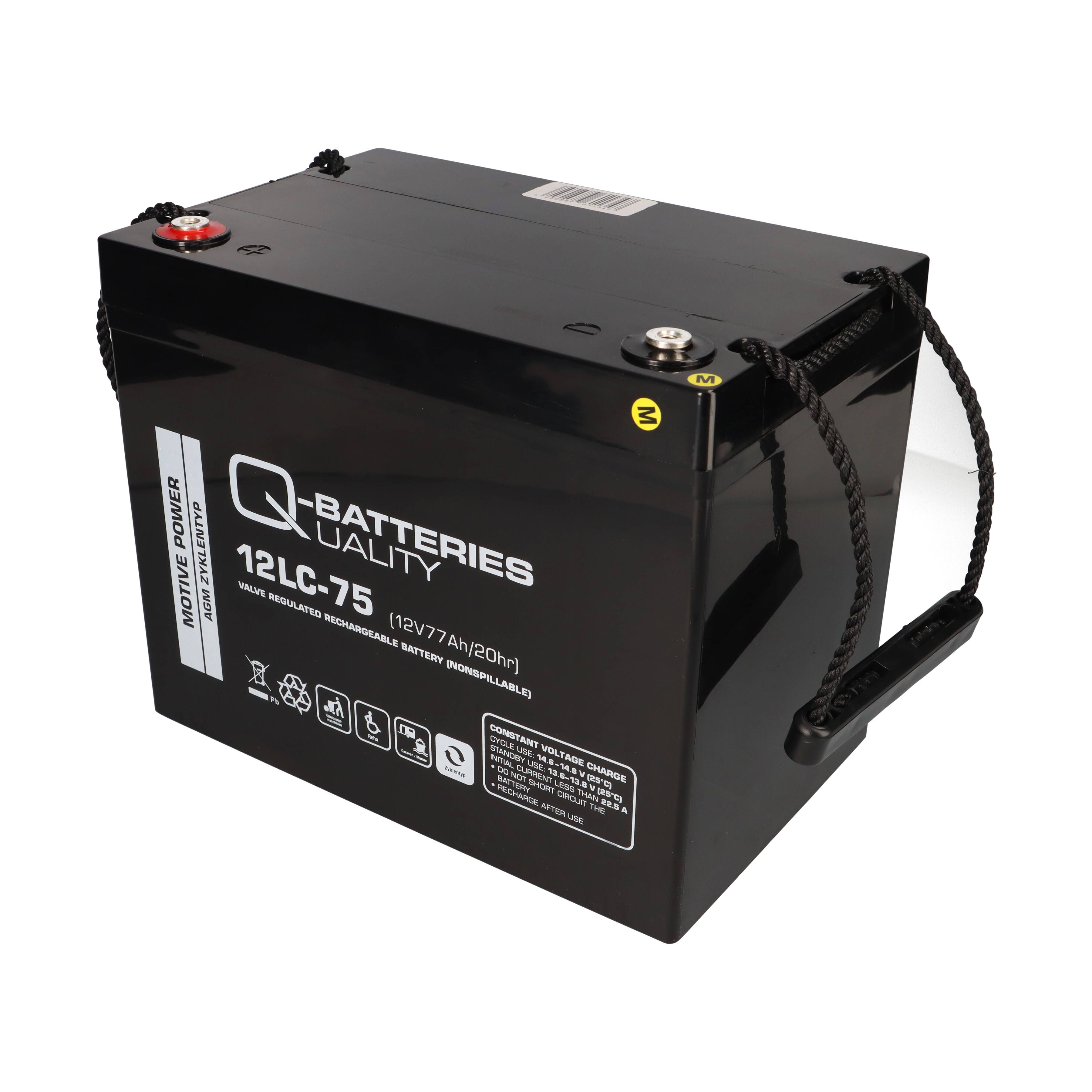 2x Q-Batteries 12LC-75 AGM Akku 24V 77Ah – kompatibel mit Invacare Storm