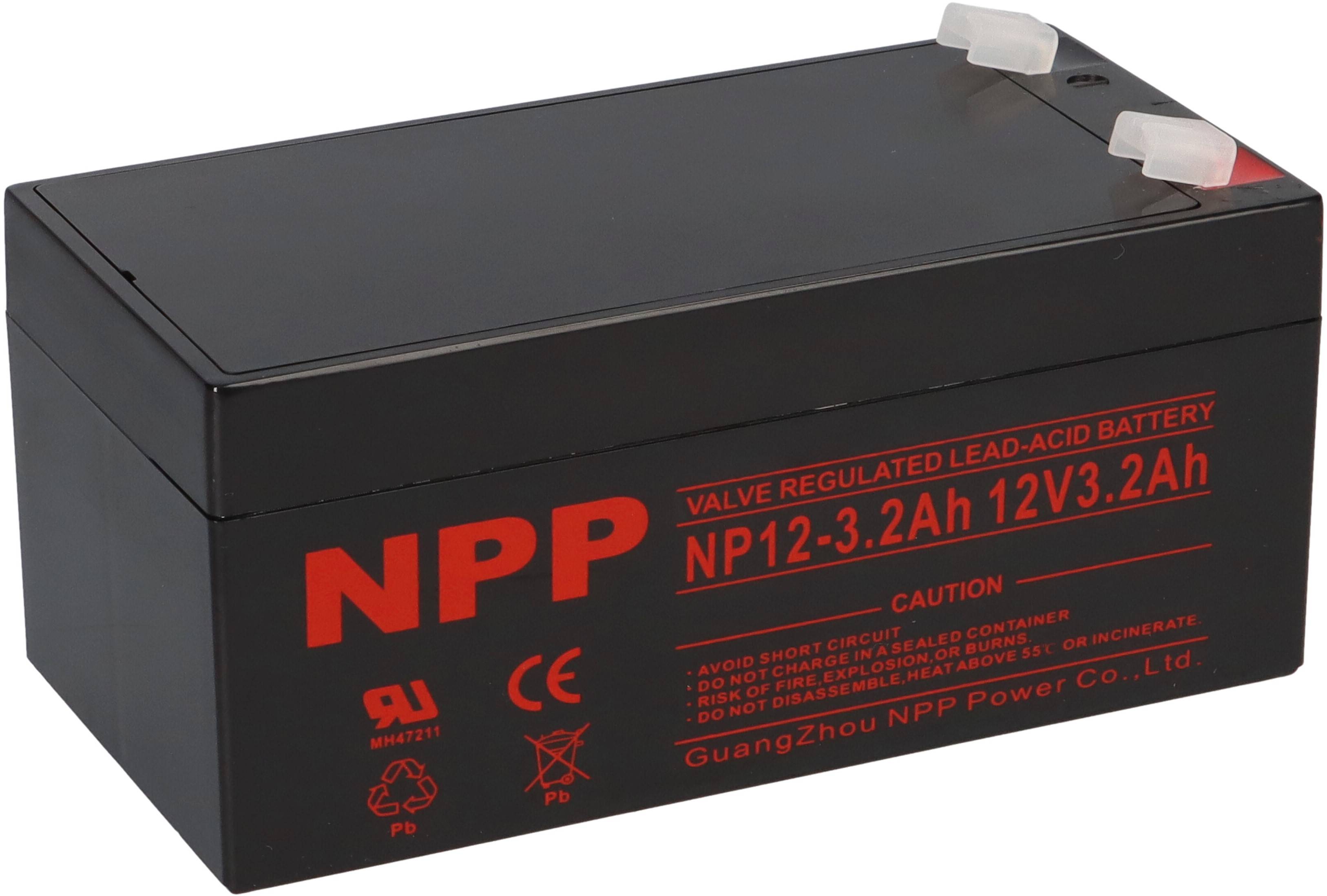 NPP NP12-3.2 AGM Akku 12V 3,2Ah – passend für Notlicht, Alarm & Steuerung