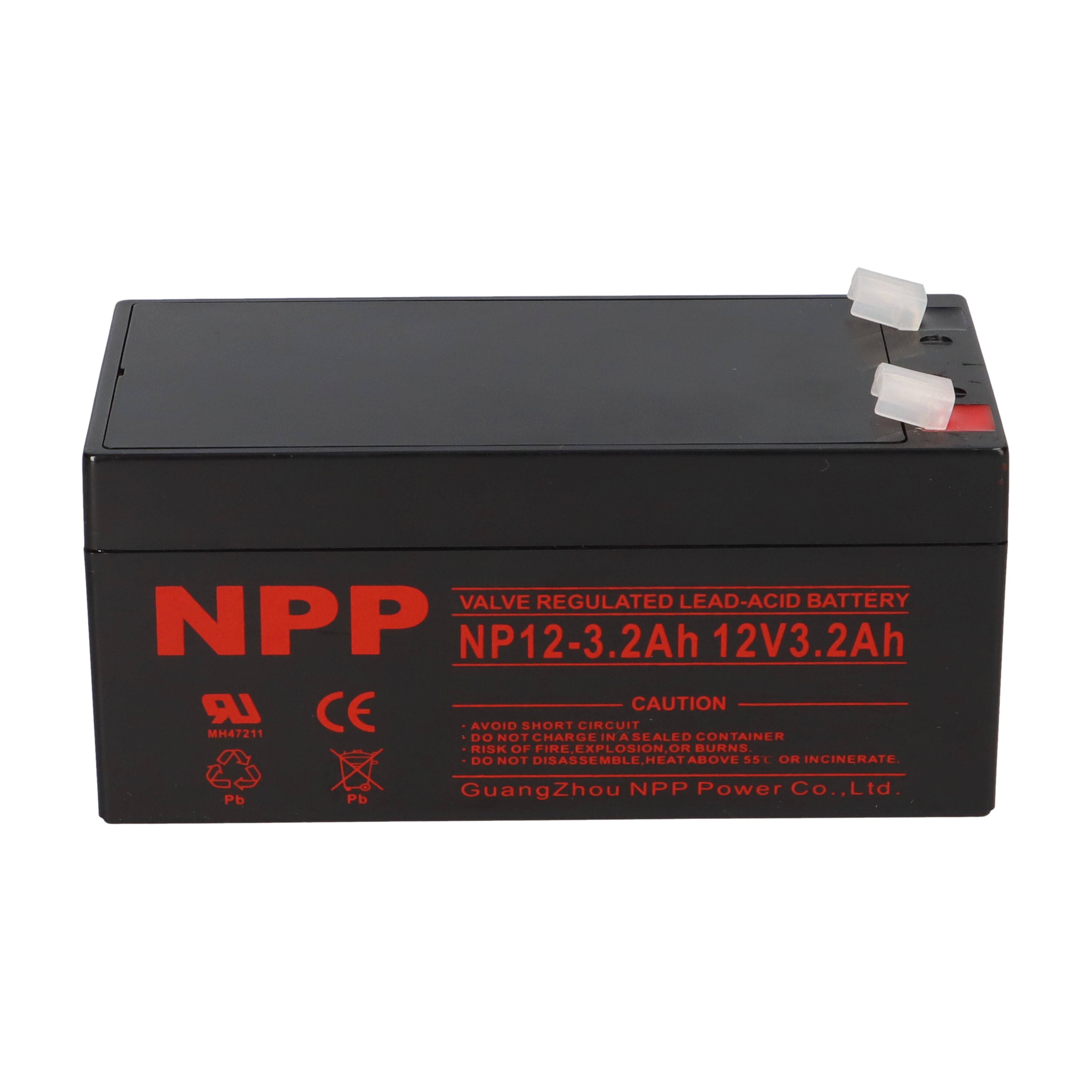 NPP NP12-3.2 AGM Akku 12V 3,2Ah – passend für Notlicht, Alarm &amp; Steuerung
