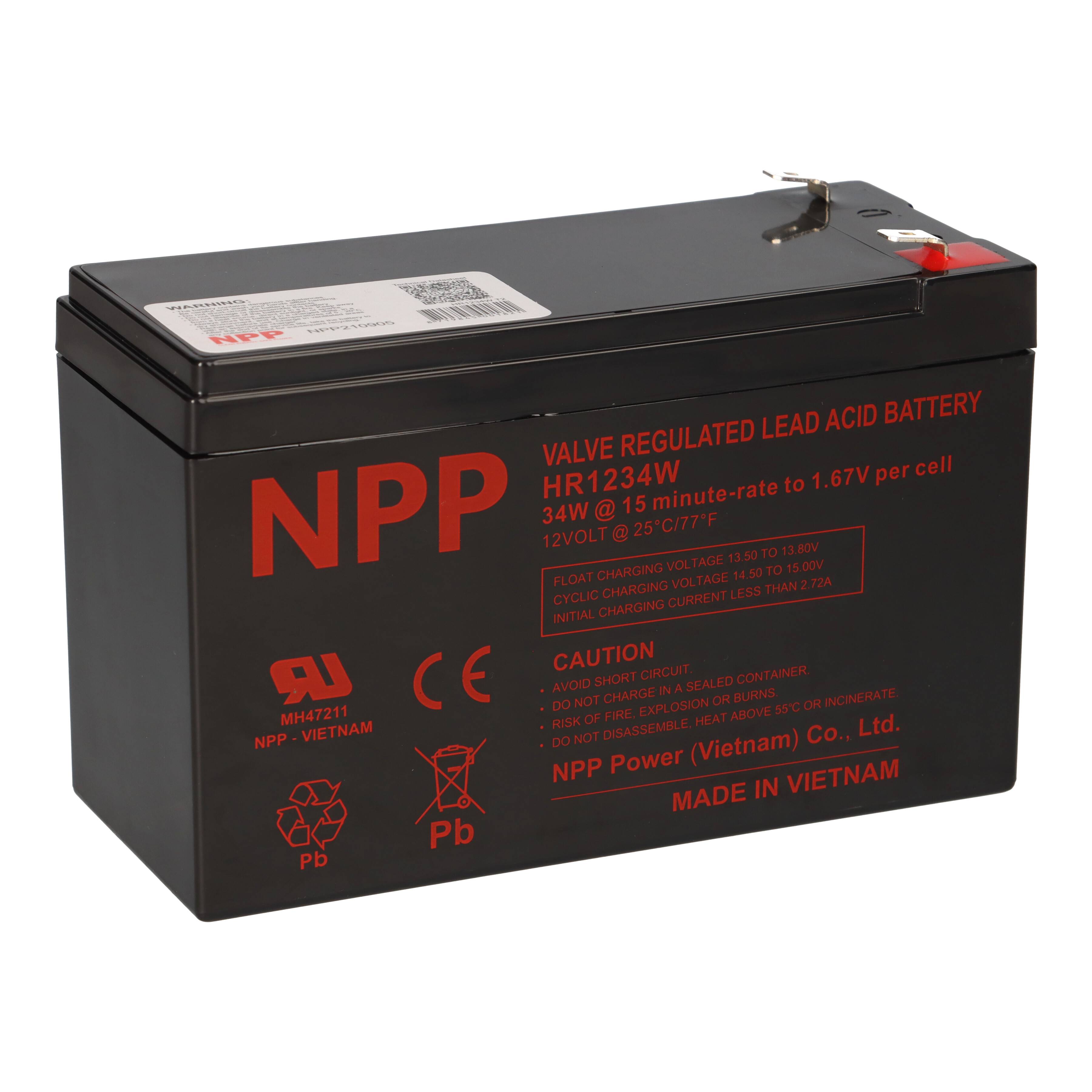 NPP HR1234W High-Rate AGM Bleiakku 12V 9Ah Faston 6,3 mm