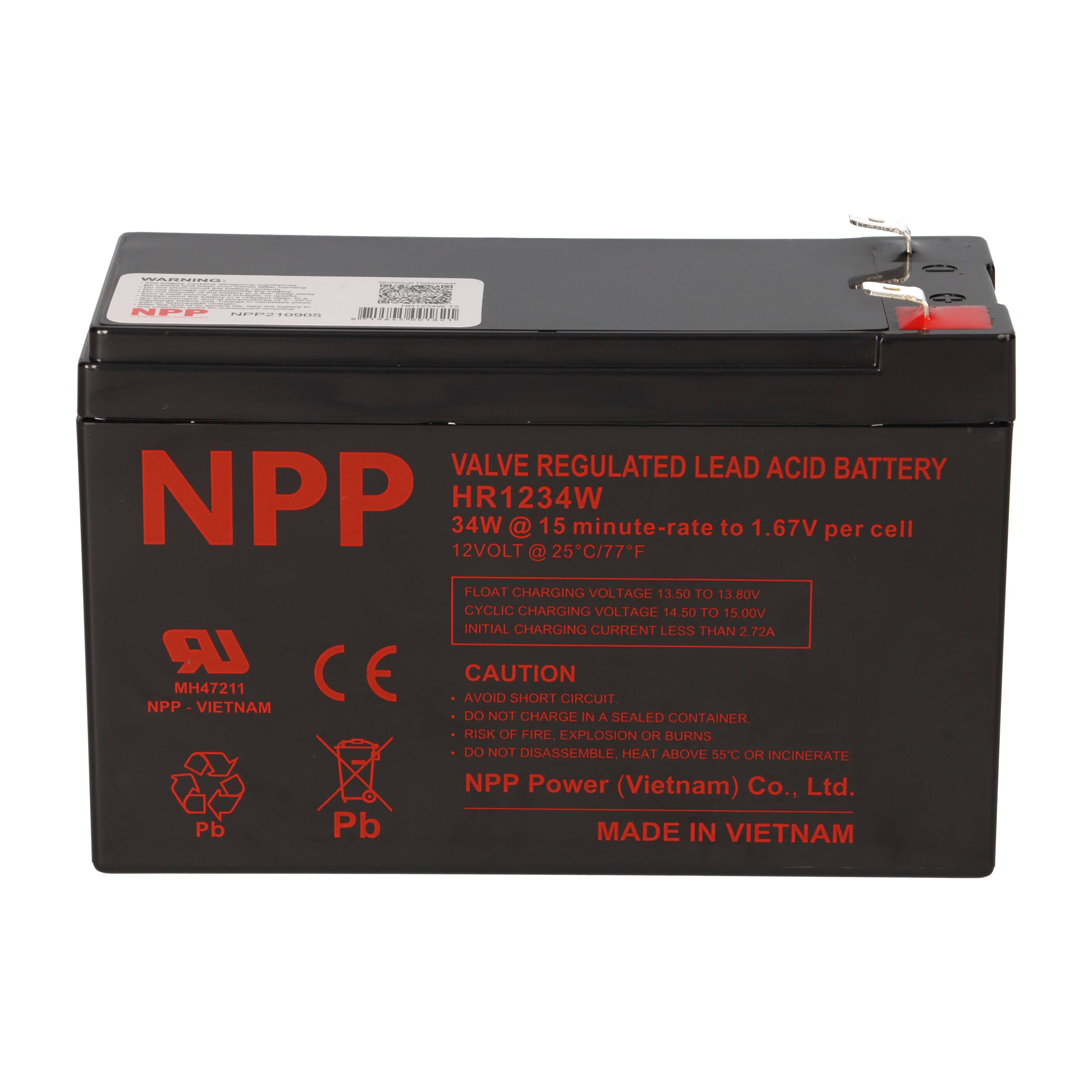 NPP HR1234W High-Rate AGM Bleiakku 12V 9Ah Faston 6,3 mm