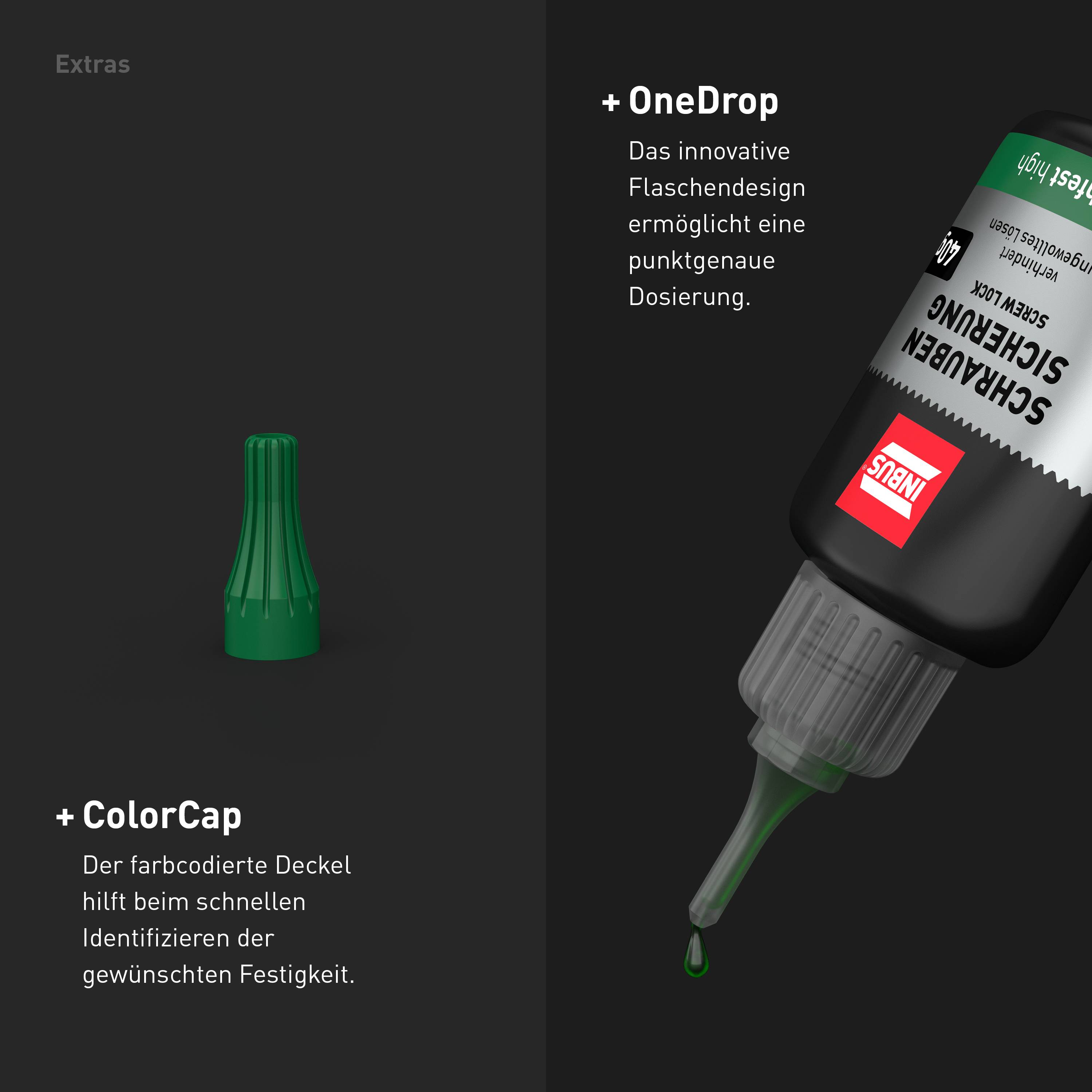INBUS® Schraubensicherung Festigkeit: hoch 40g - mit OneDrop - Made in Germany