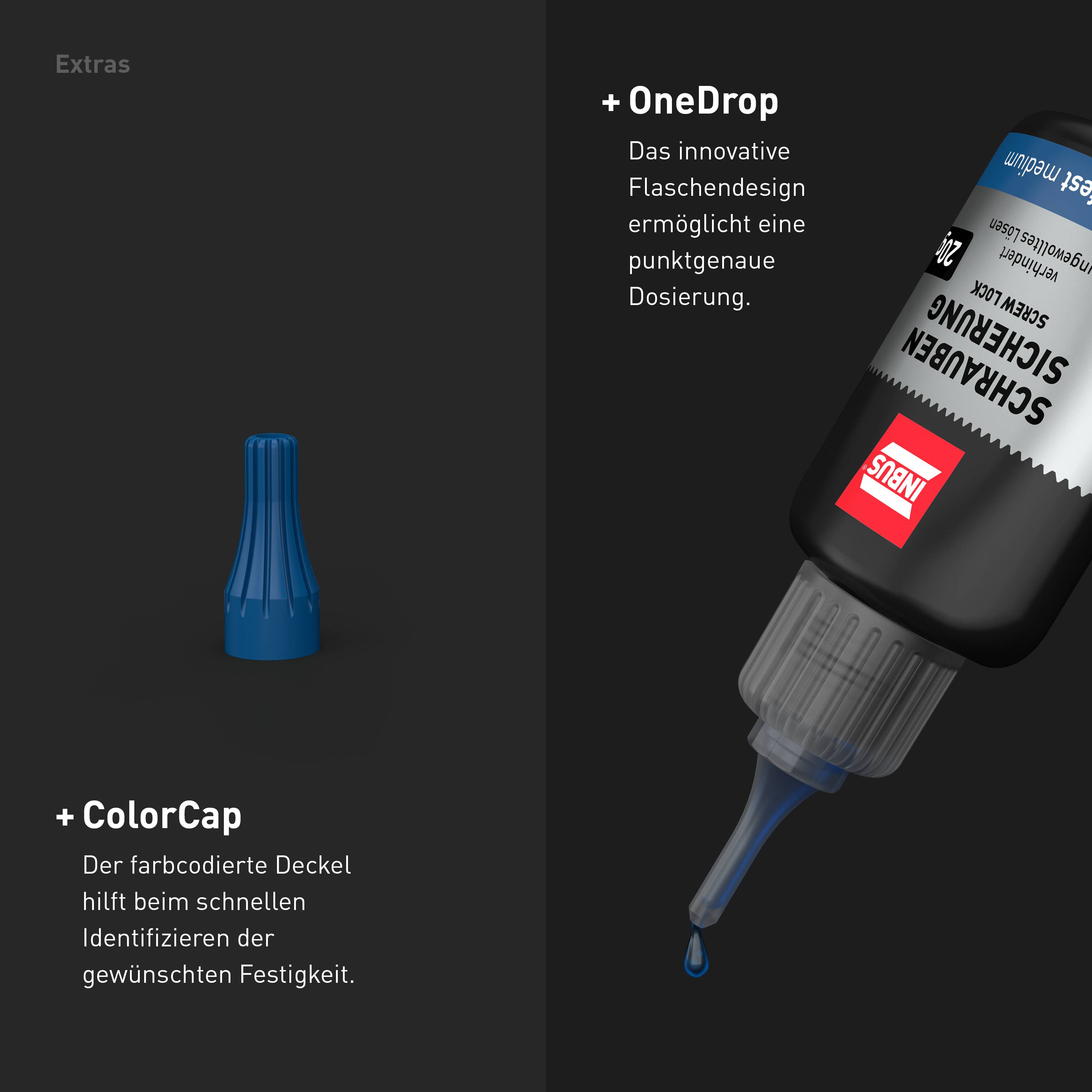 INBUS® Schraubensicherung Festigkeit: mittel 20g - mit OneDrop - Made in Germany