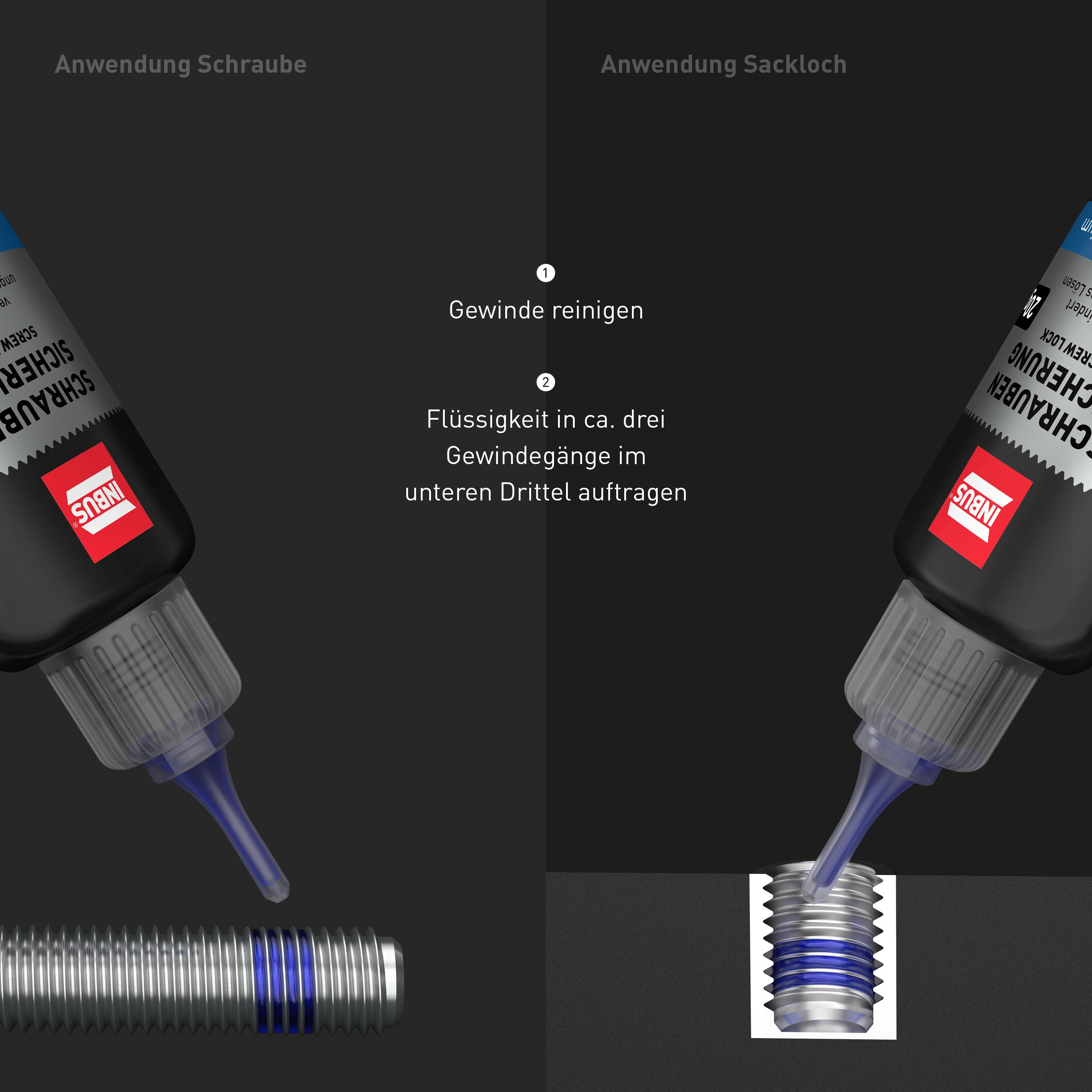 INBUS® Schraubensicherung Festigkeit: mittel 20g - mit OneDrop - Made in Germany