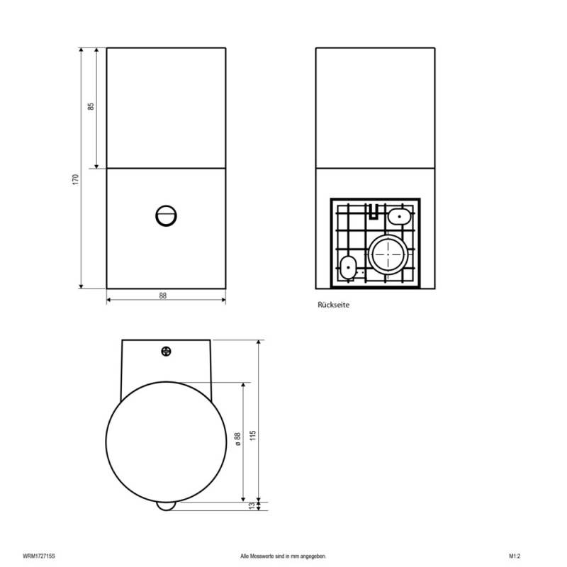 EVN Lichttechnik Wandleuchte IP44 WRM172715S 115 mm, 170 88 mm