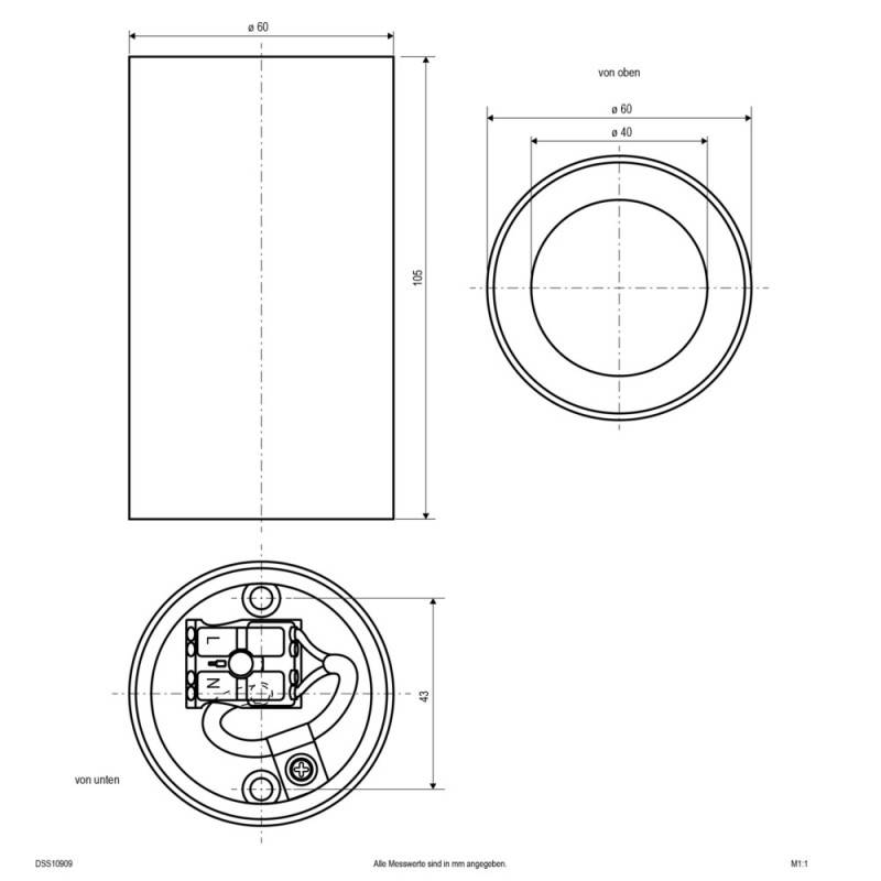 Deckenanbau -rund - DSS10909schwarz IP20 -GU10 -max. 5W