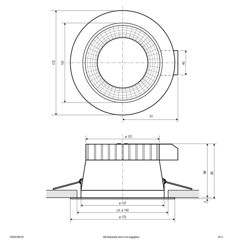 EVN LED-Deckeneinbaustrahler IP54 13,5/18,5W 3K-4K 1837-2403lm rd ws