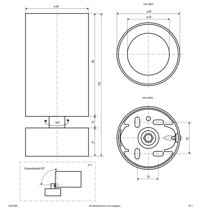 Deckenanbau -rund -sw DSR10909-dreh-/schwenkbar IP20 -GU10 -max.