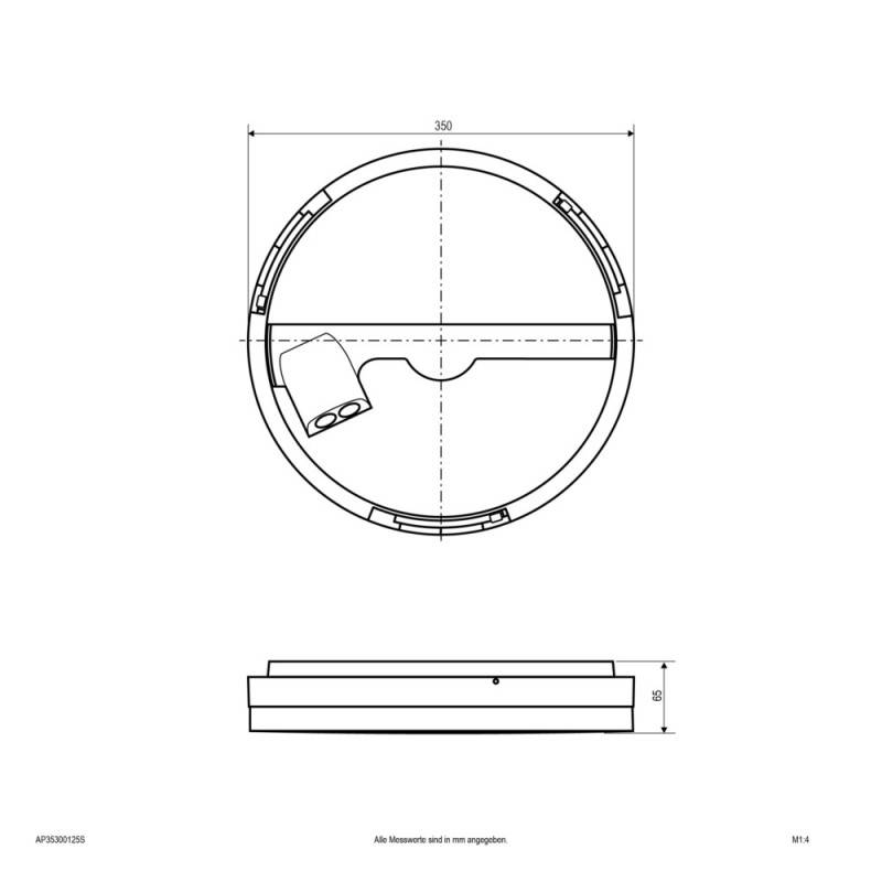 EVN Lichttechnik LED-Anbauleuchte CCT Switch AP35300125S 80 %, 30 W, 65 mm, 350 mm