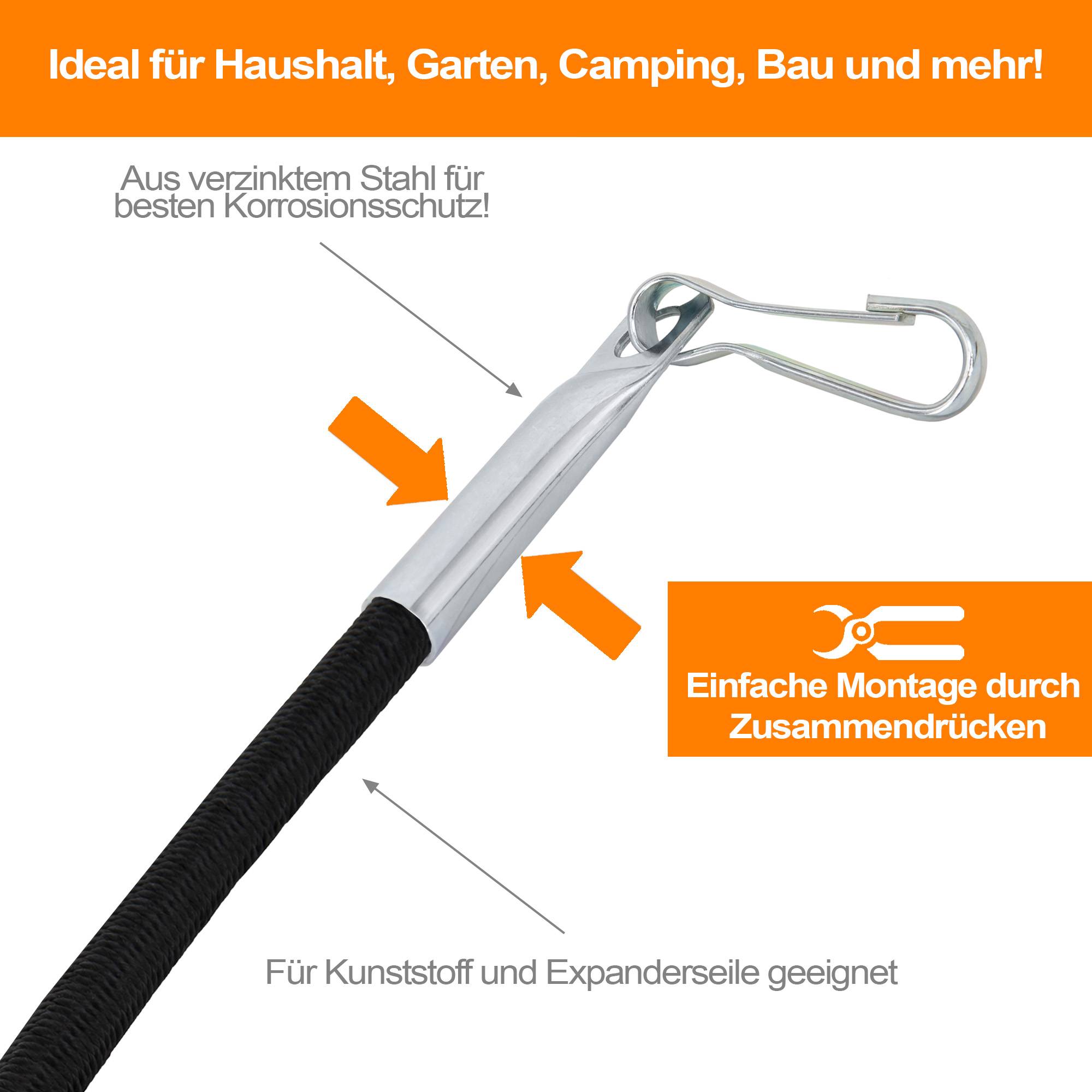 Dreamprint 100x Seilendverschluss Endverschluss mit Simplexhaken Haken verzinkt für 10 mm Seil Gummiseil Expanderseil