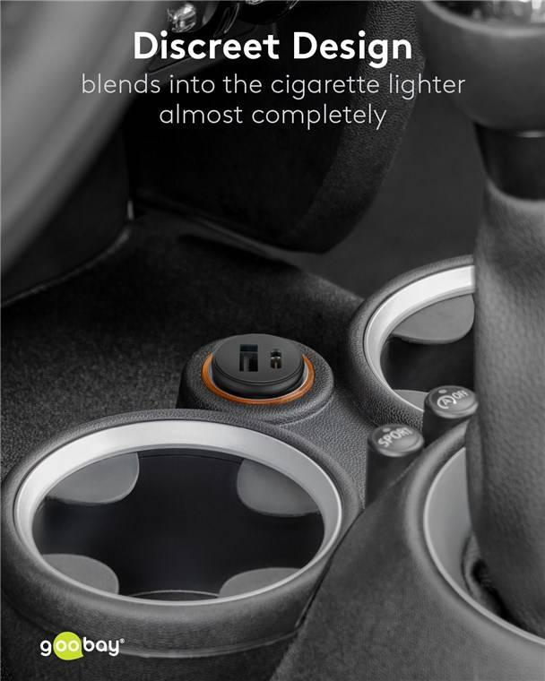 Goobay 61739 Dual USB Schnellladegerät PD Zigarettenanzünder / 45W Auto Ladegerät USB-A & USB-C Ladestecker / Schwarz