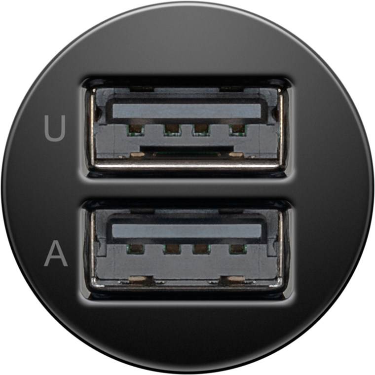 Goobay 58820 Dual Kfz Adapter Zigarettenanzünder / USB-C Ladekabel 1m / Auto Ladegerät 12W / USB-A Ladeset / Schwarz