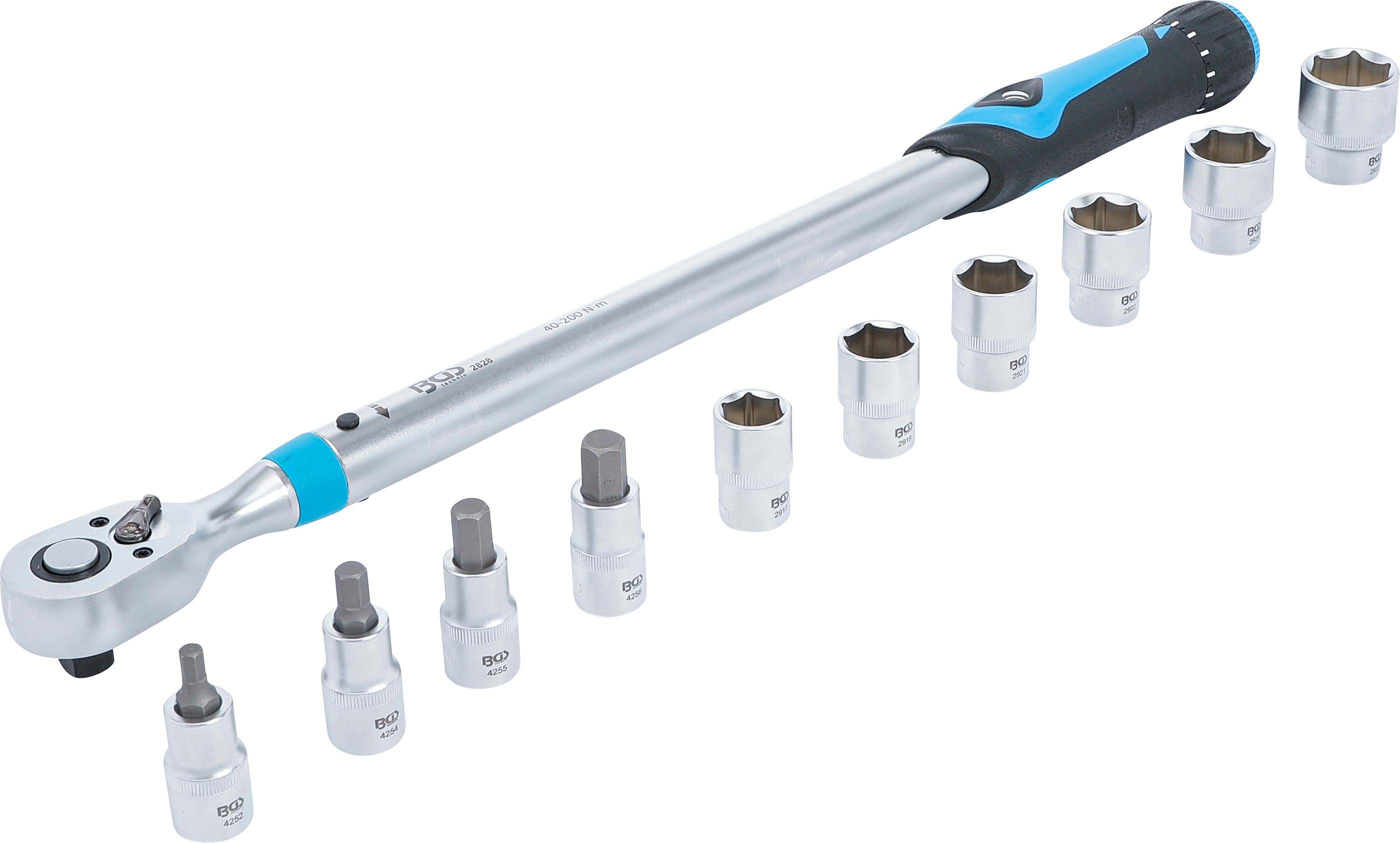 BGS 2865 Drehmomentschlüssel-Satz, Abtrieb Innenvi erkant 12,5 mm (1/2"), 40 - 200 Nm, 11-tlg.