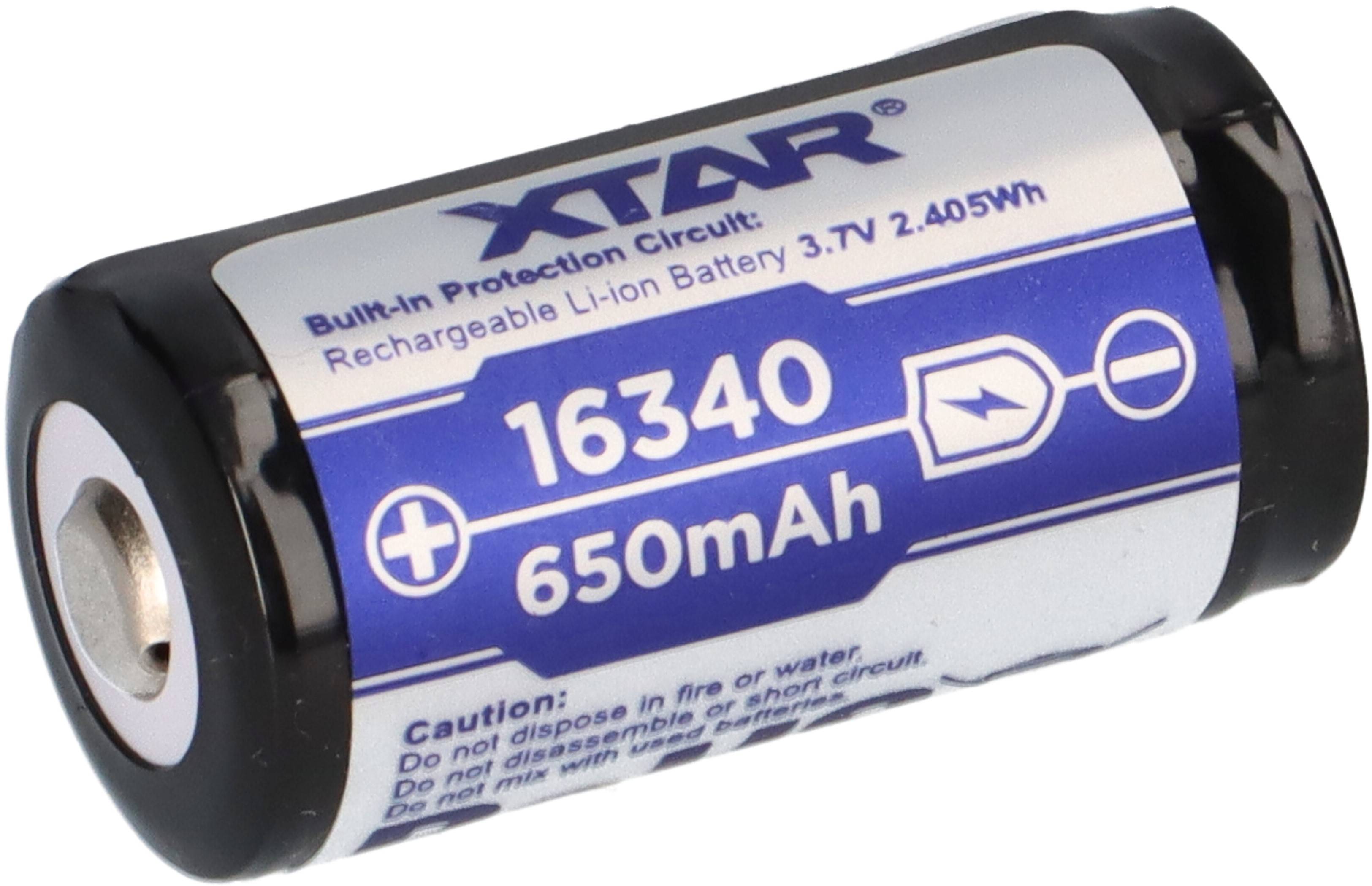 XTAR 16340 RCR123A 3,6V 650mAh Akku (geschützt) - 1,2 A