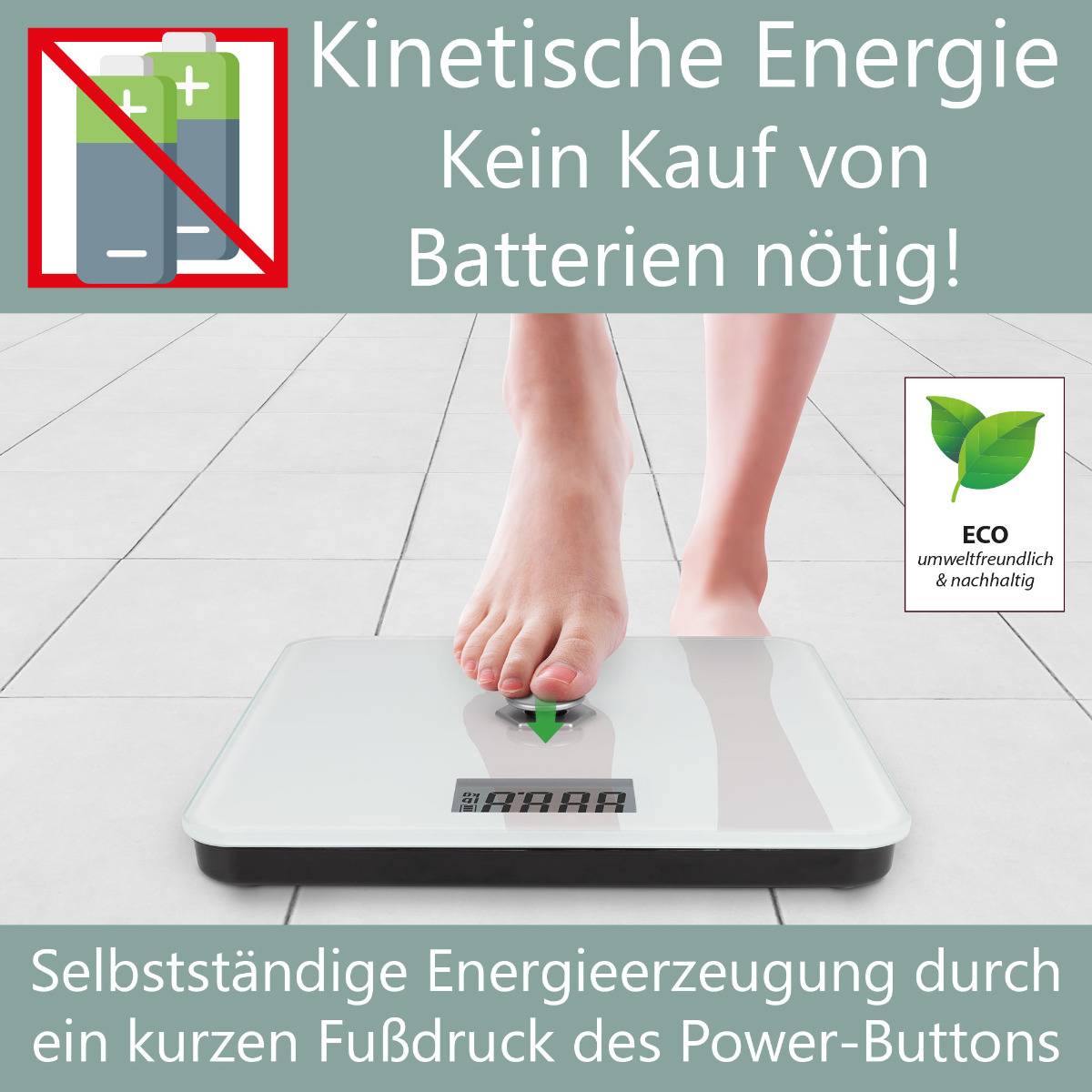 ProfiCare Kinetische Personenwaage PC-PW 3112 weiß, LCD-Display, Glasoberfläche