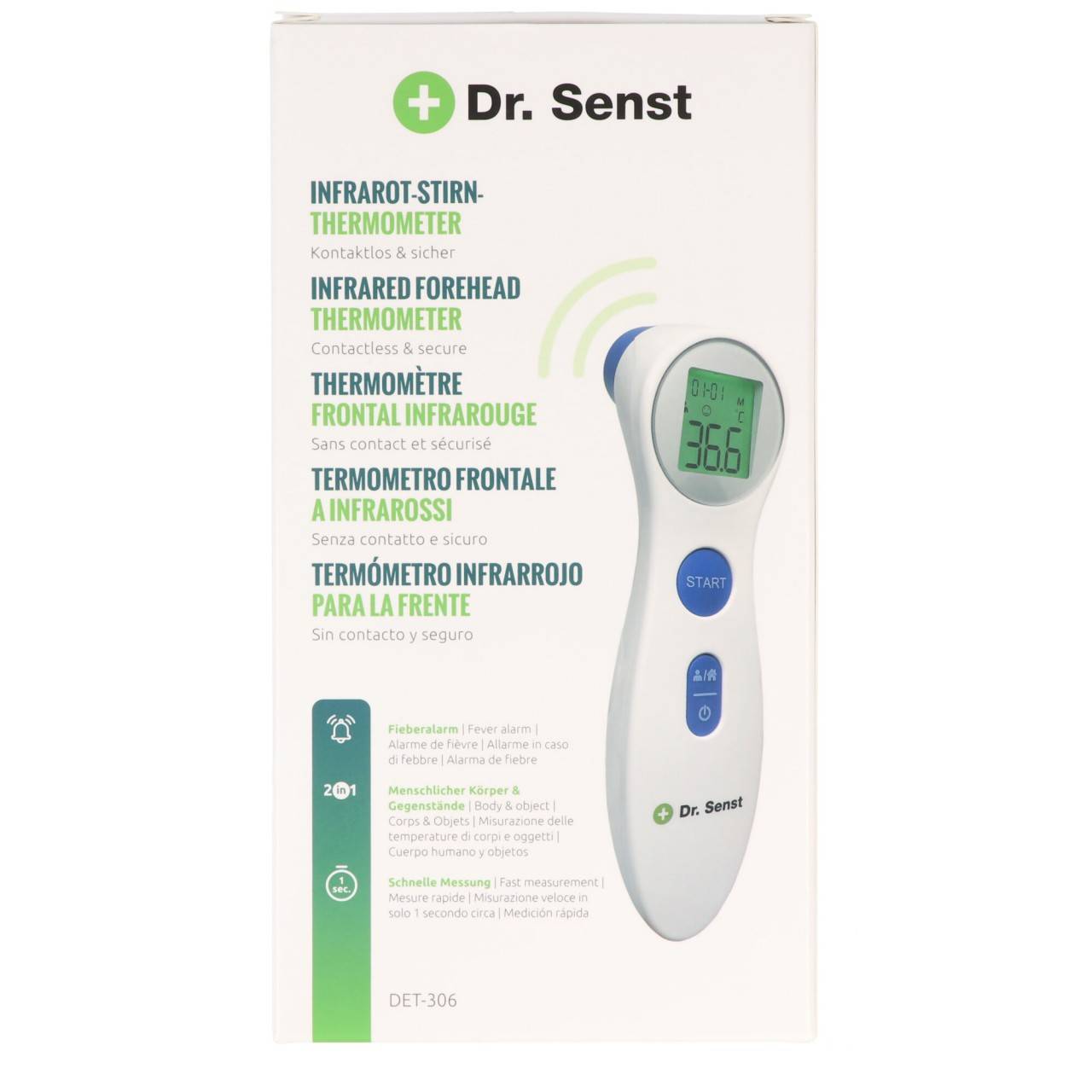 Dr. Senst® Infrarot Stirn-Thermometer DET-306 kontaktlos & sicher