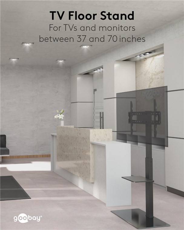 Goobay 58526 TV Bodenständer BASIC 94 cm (37") - 178 cm (70") Halterung 35° schwenkbar, TV Ständer VESA 600x400, 40 kg