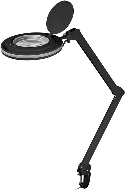 Goobay 64988 LED Lupenleuchte mit Tischklemme Ø 127mm Kristall Linse 3 Dioptrien Lupe Licht dimmbar Lupenlampe Schwarz